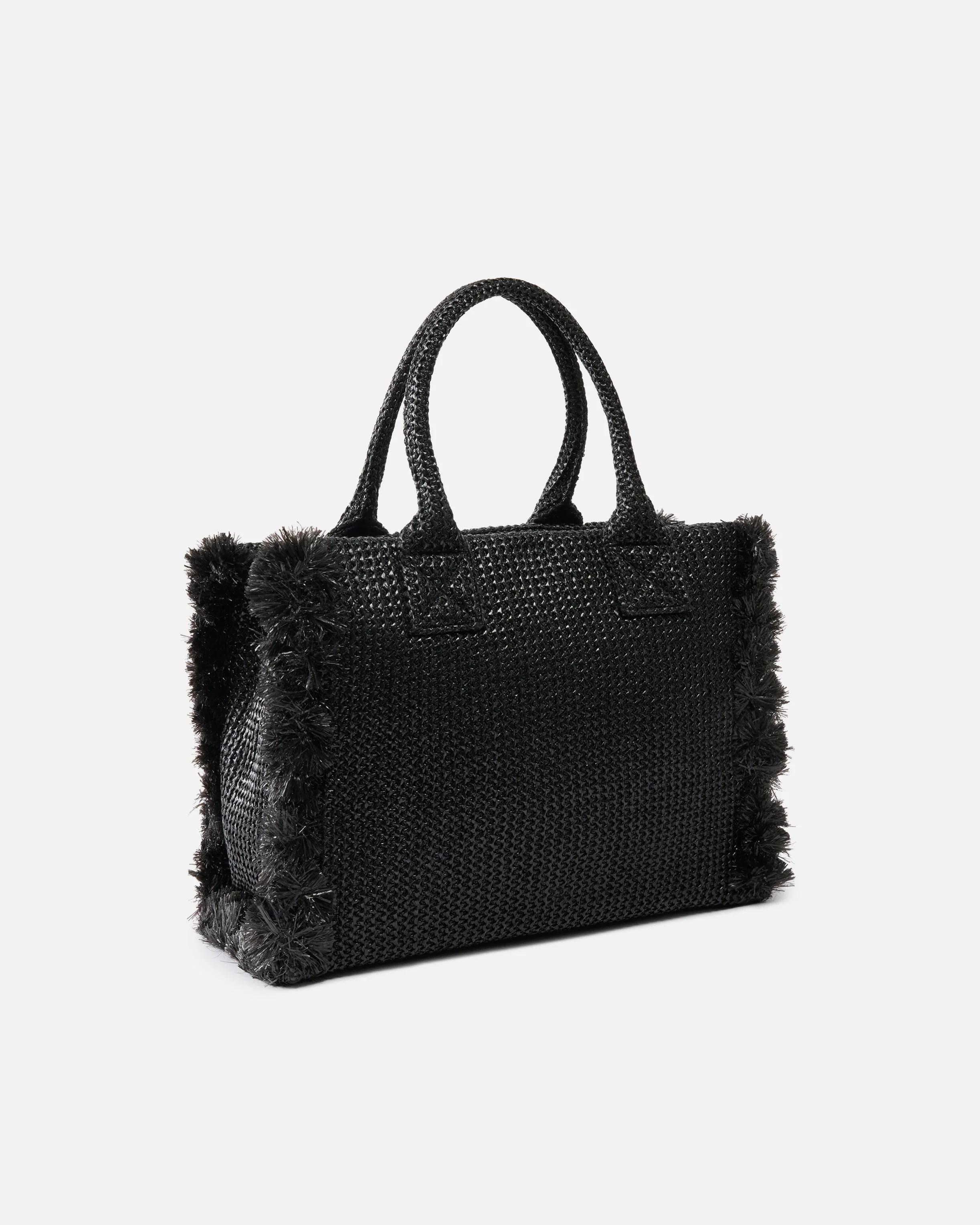 Medium Beach shopping tote in raffia with logo and tassels - Image 2