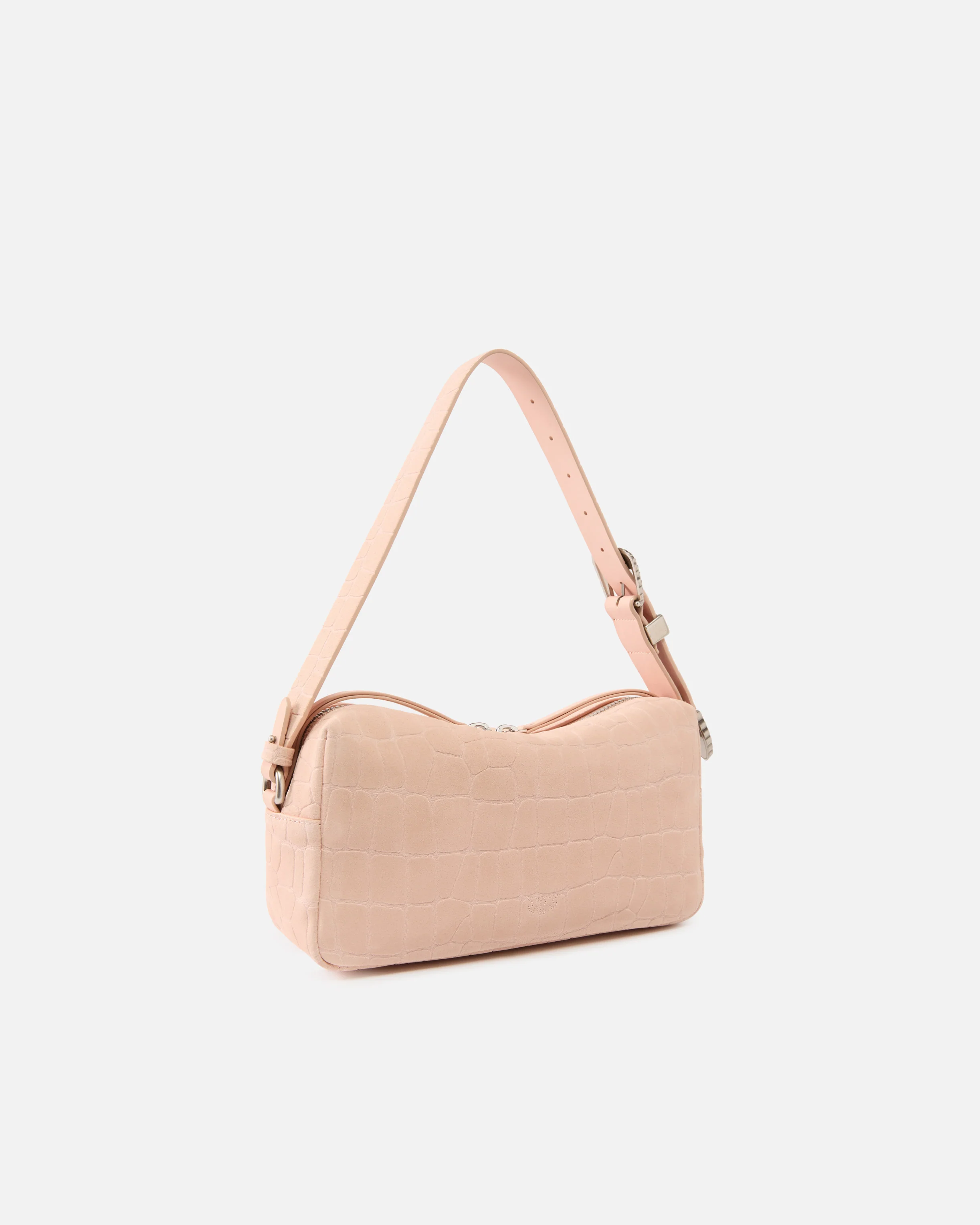 Medium crossbody bowler bag in crocodile-print leather - Image 2