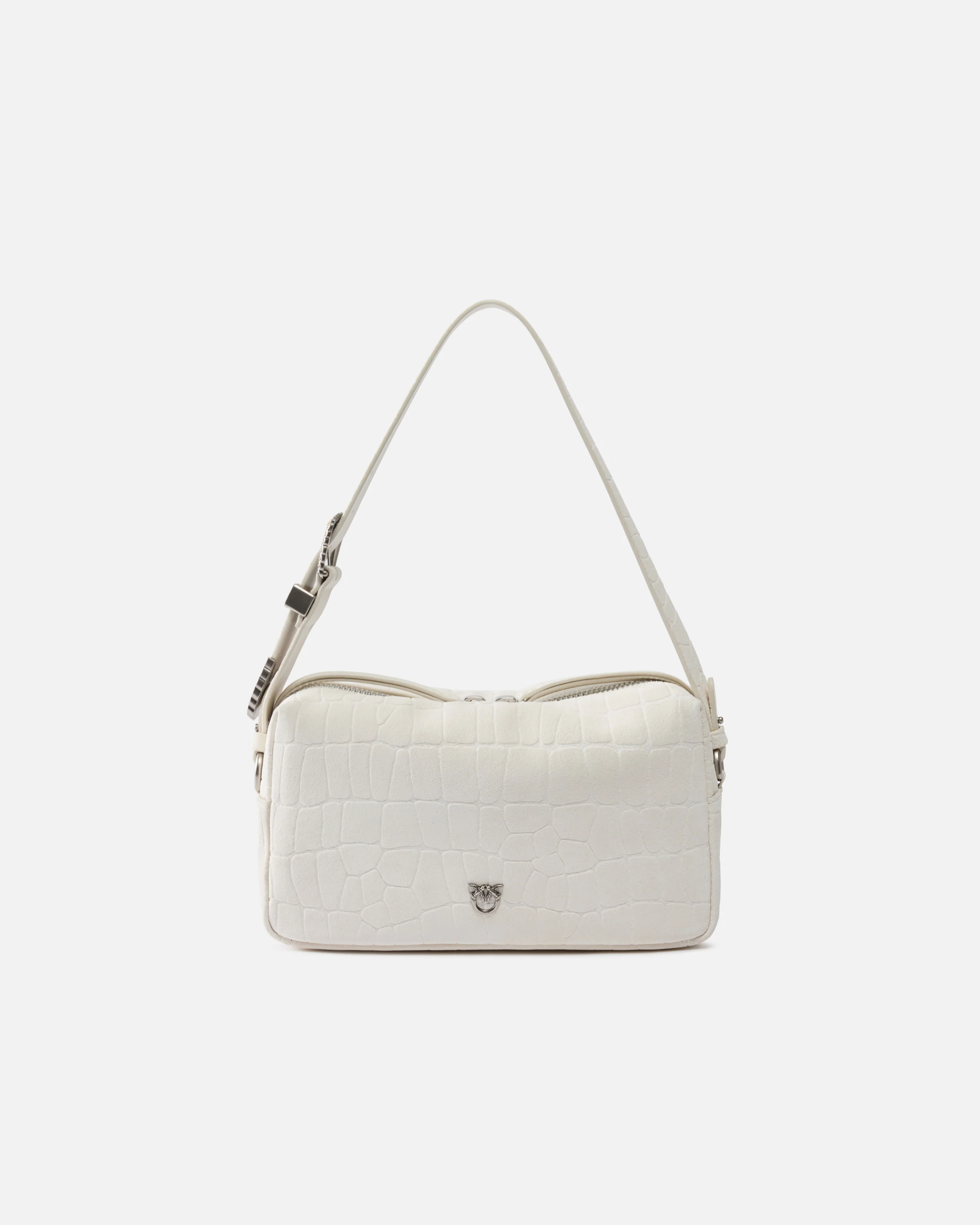 Medium crossbody bowler bag in crocodile-print leather