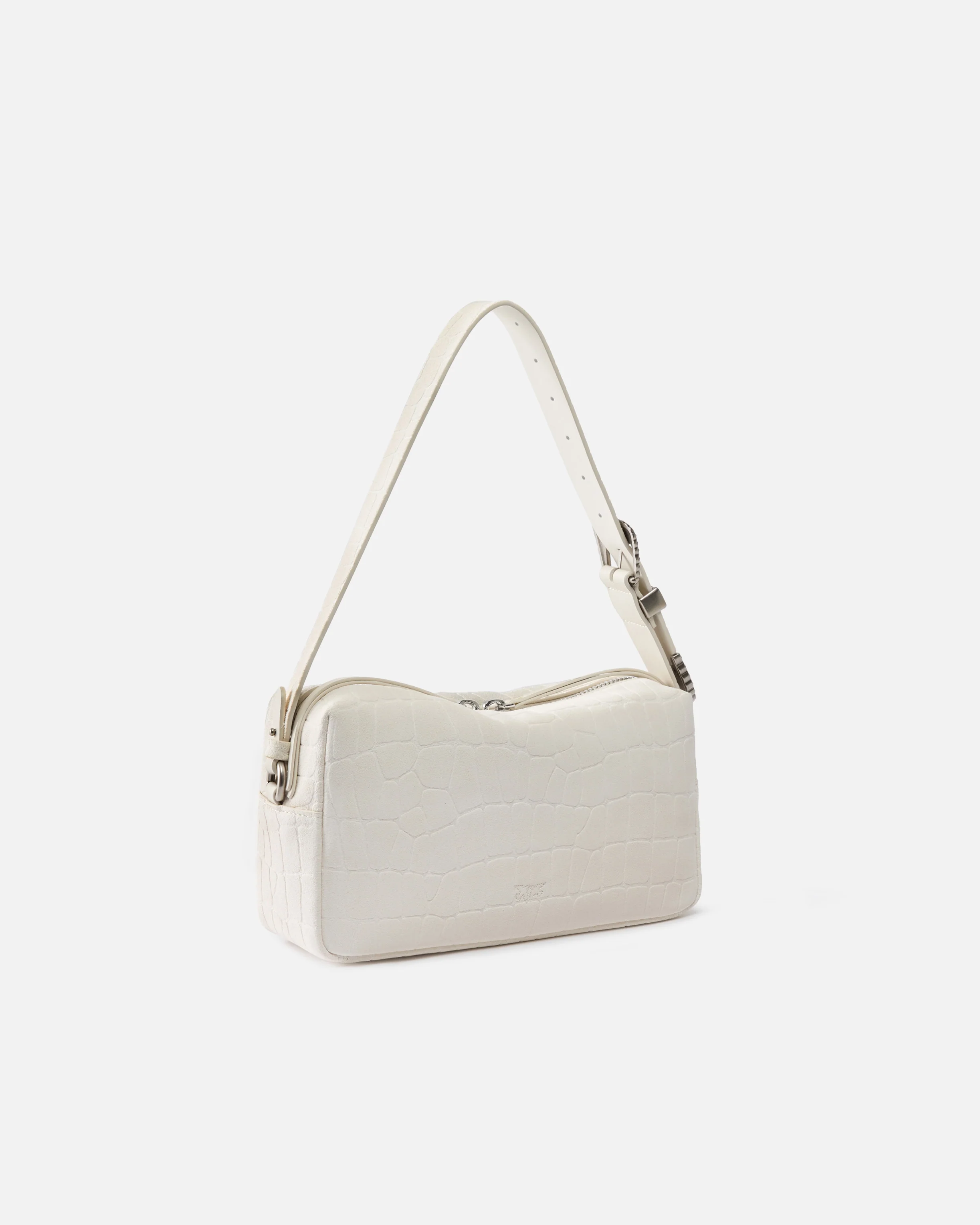 Medium crossbody bowler bag in crocodile-print leather - Image 2