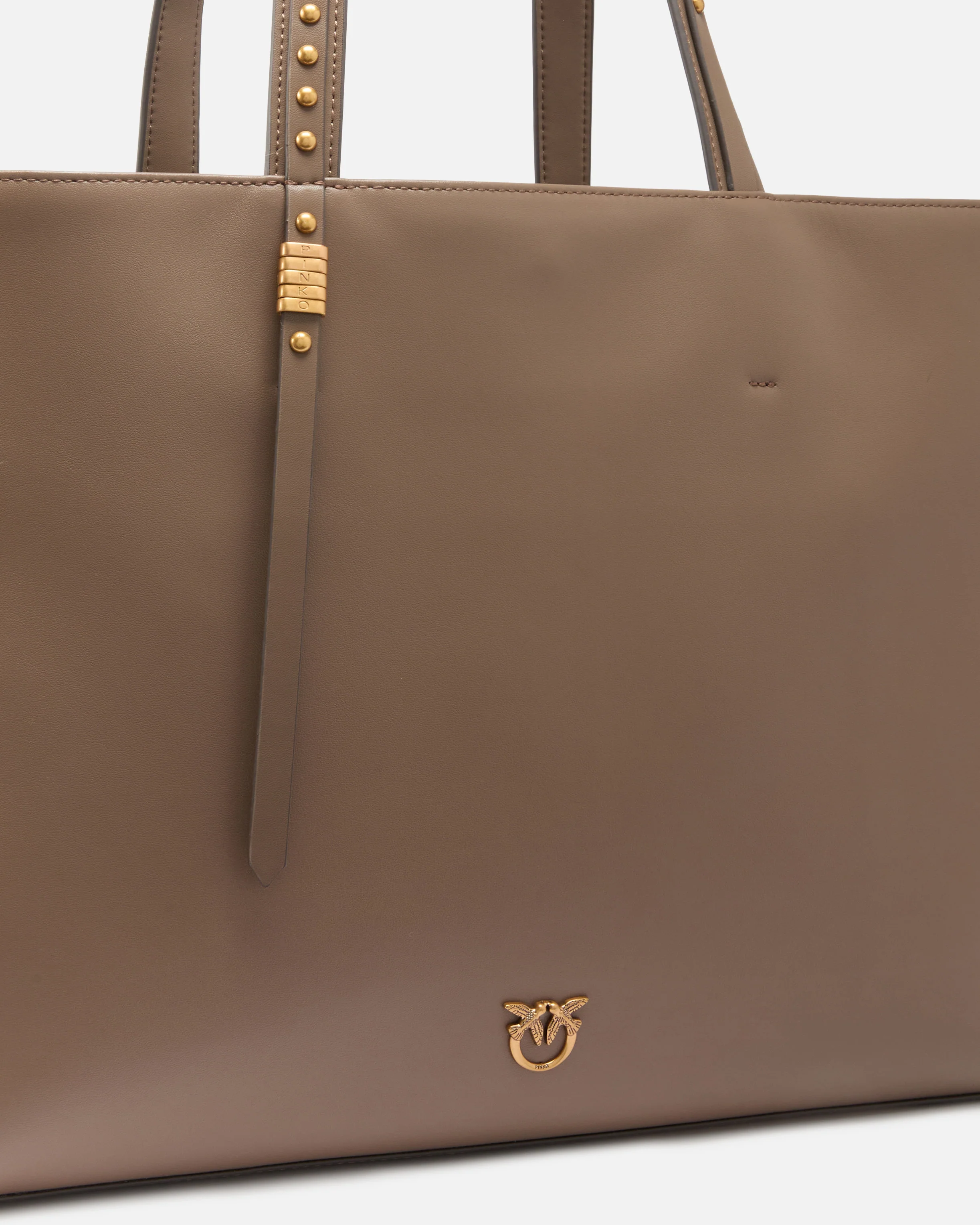 Medium leather shopper bag with metal details - Image 3