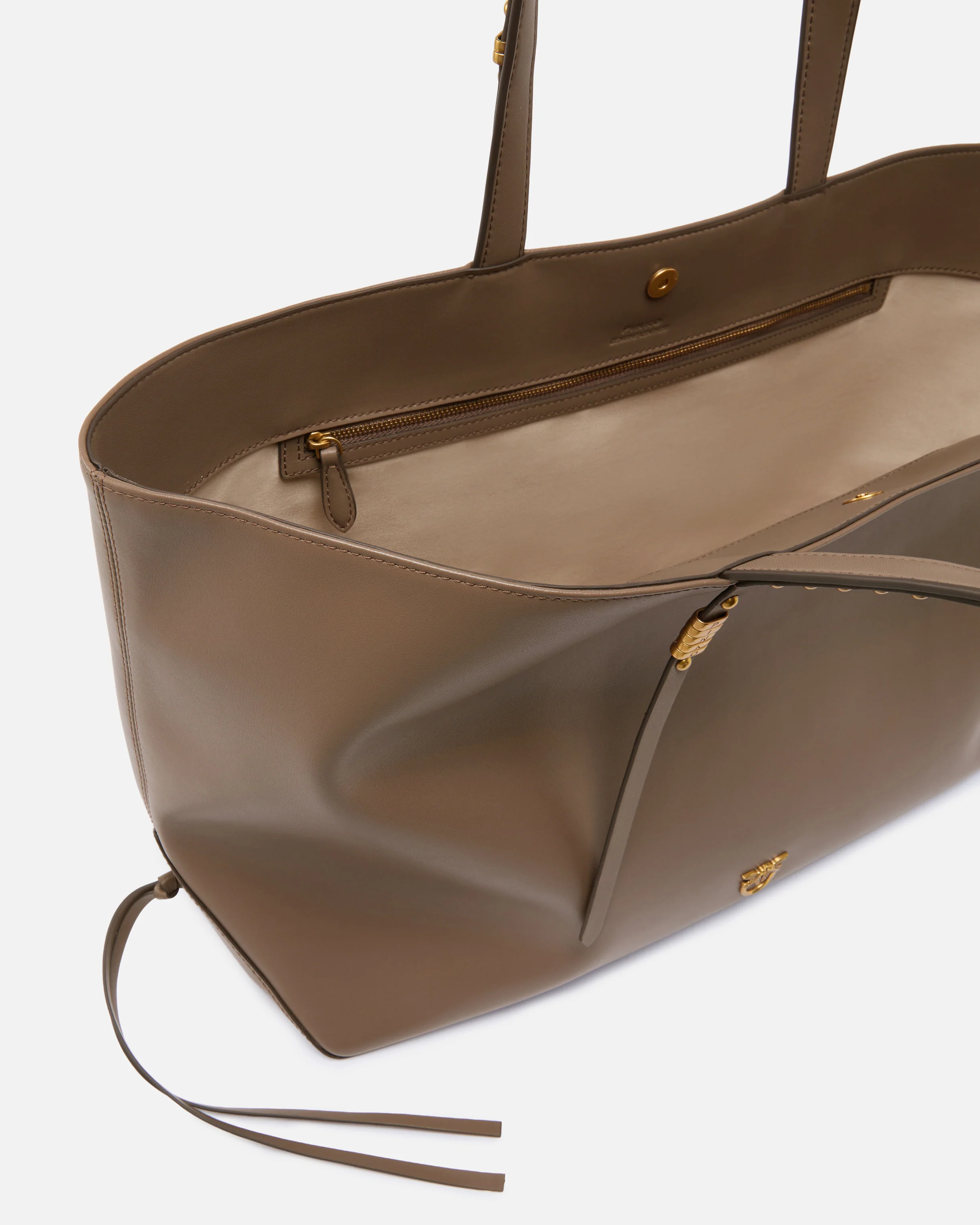 Medium leather shopper bag with metal details - Image 4