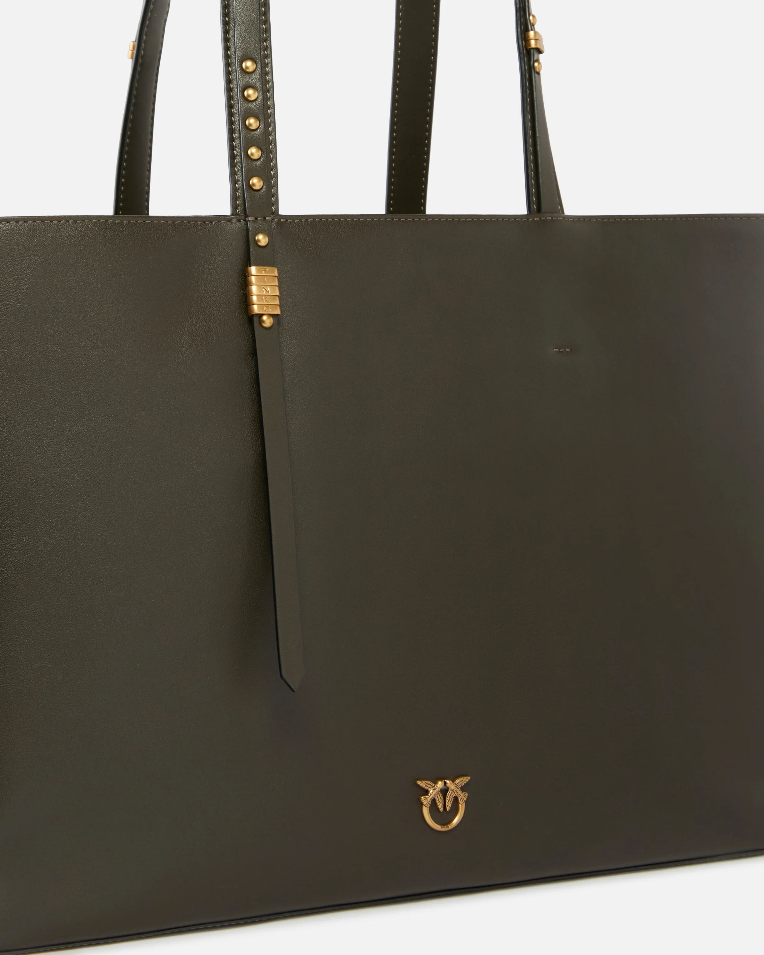 Medium leather shopper bag with metal details - Image 3