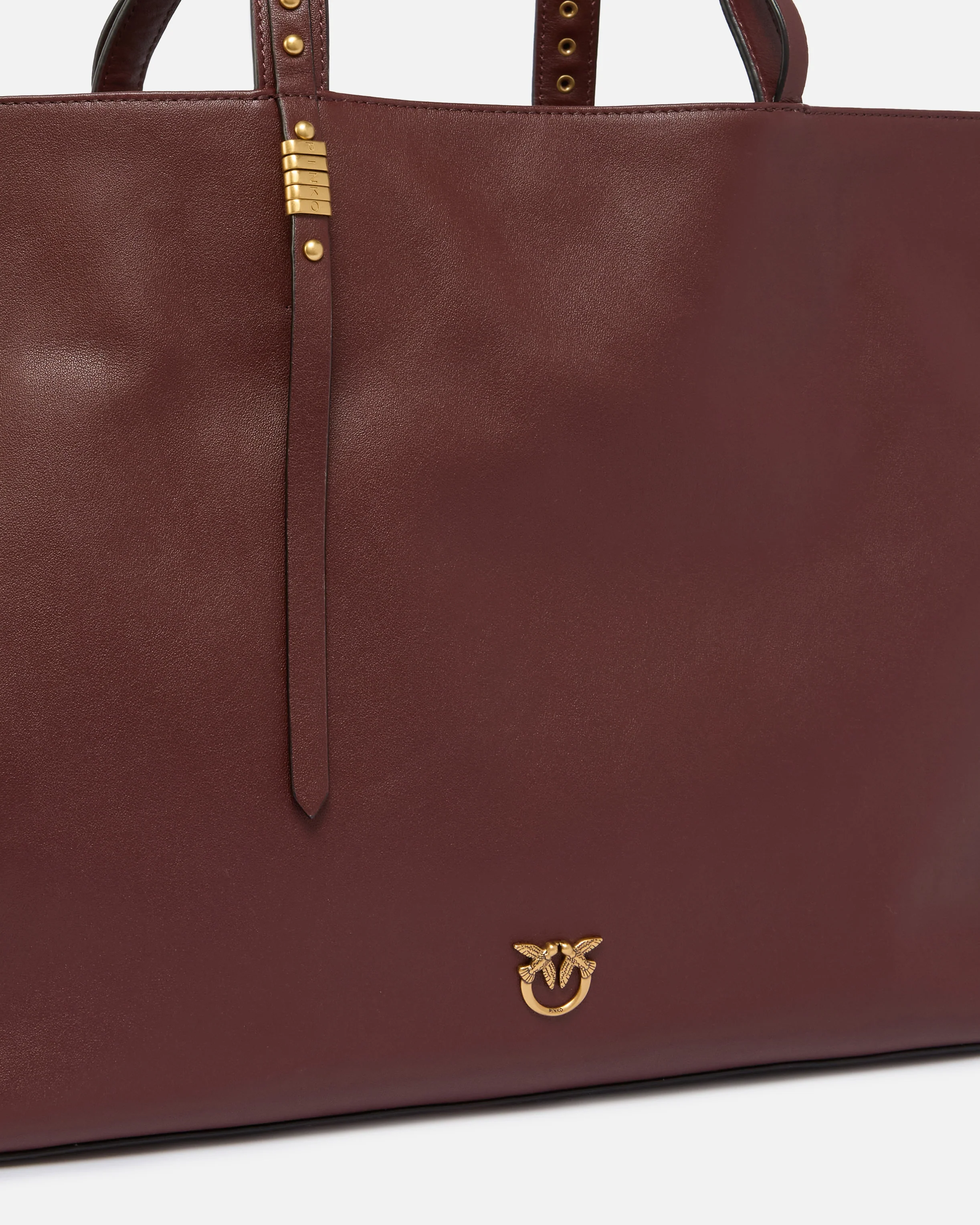 Medium leather shopper bag with metal details - Image 3