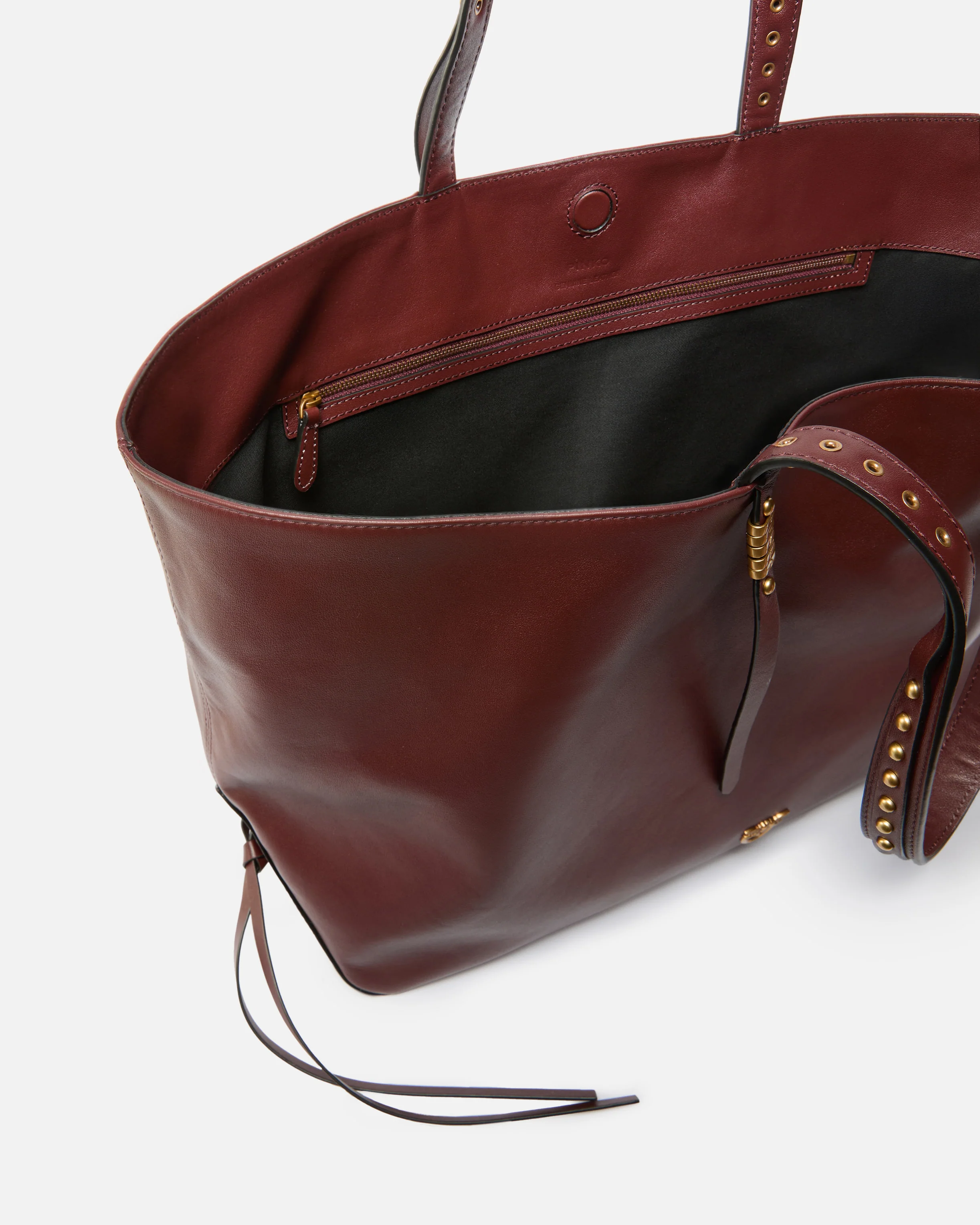 Medium leather shopper bag with metal details - Image 4