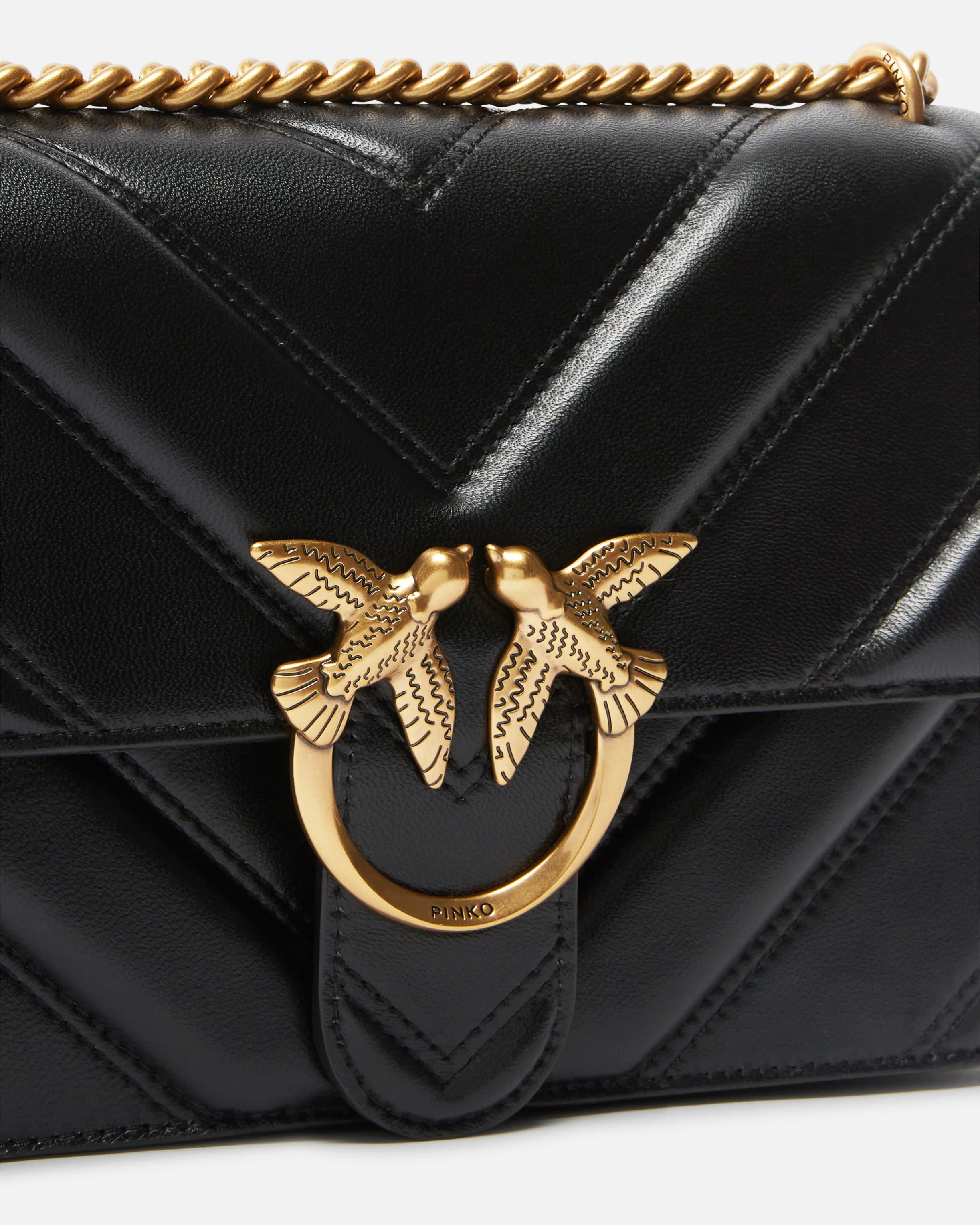 Medium Love Bag pebbled leather crossbody bag with V-shaped pattern and logo - Image 3