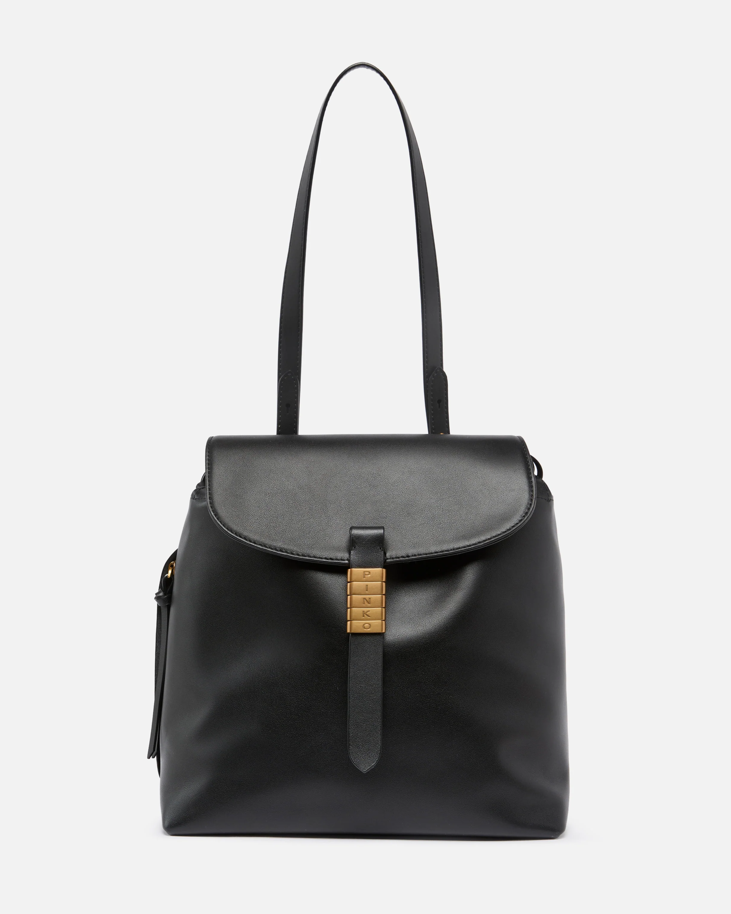 Medium Saddle Backpack in leather with logo rings