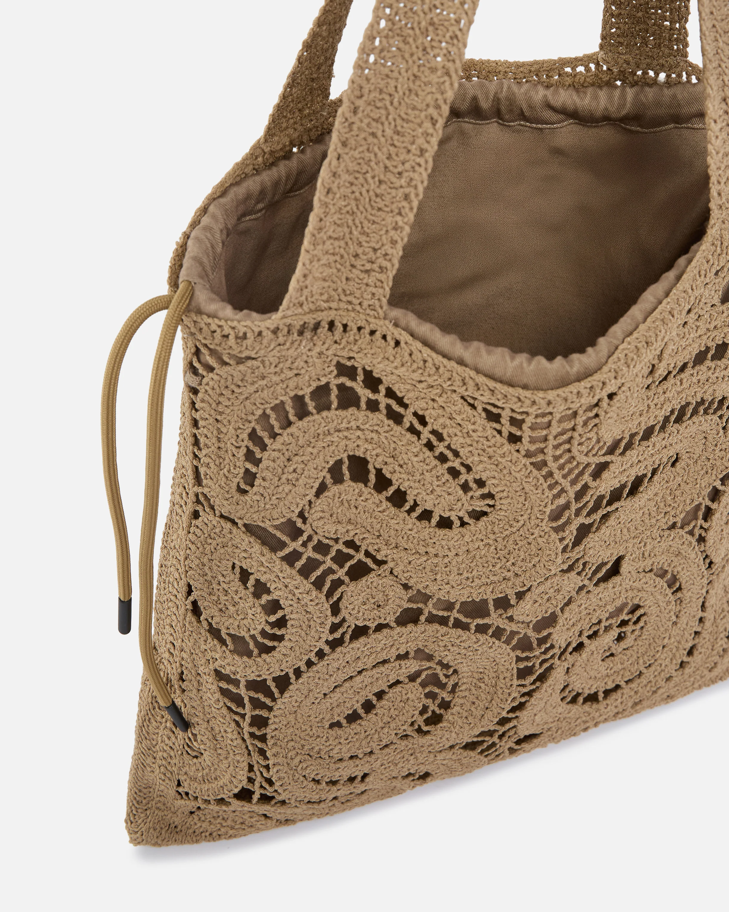 Medium shopper bag in geometric crocheted fabric - Image 4
