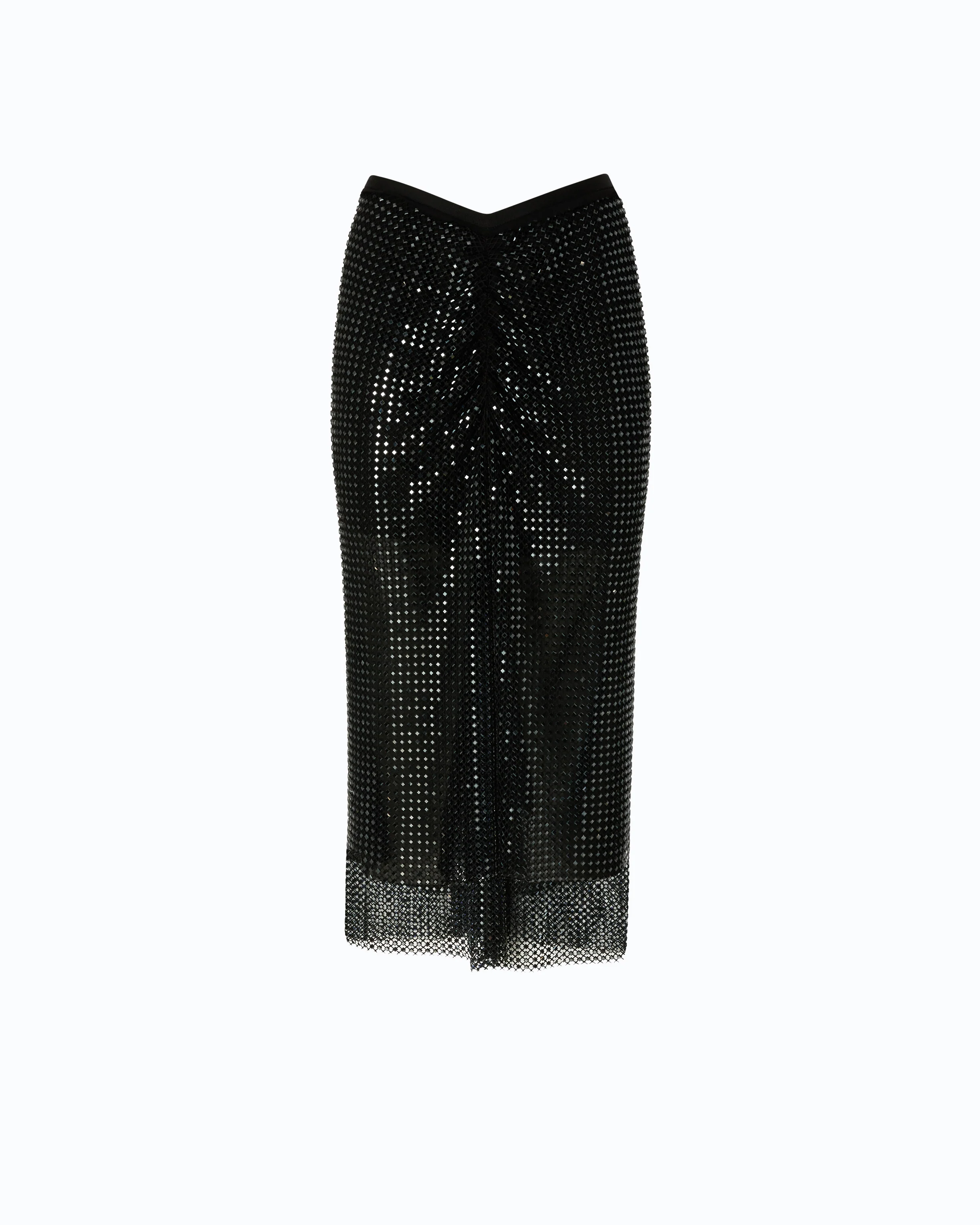 Mesh-effect calf-length skirt with rhinestones - Image 5