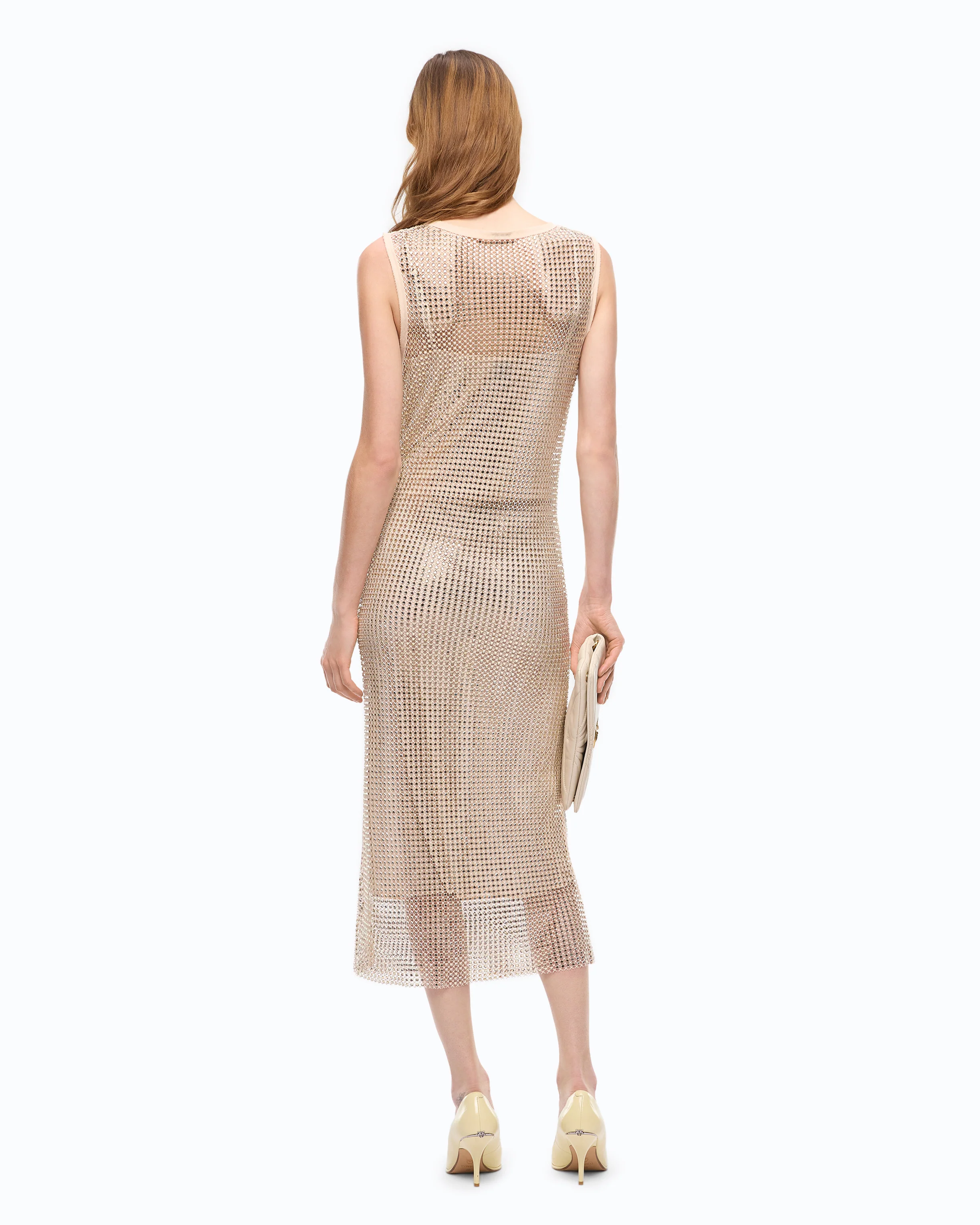 Mesh-effect midi dress with rhinestones - Image 3