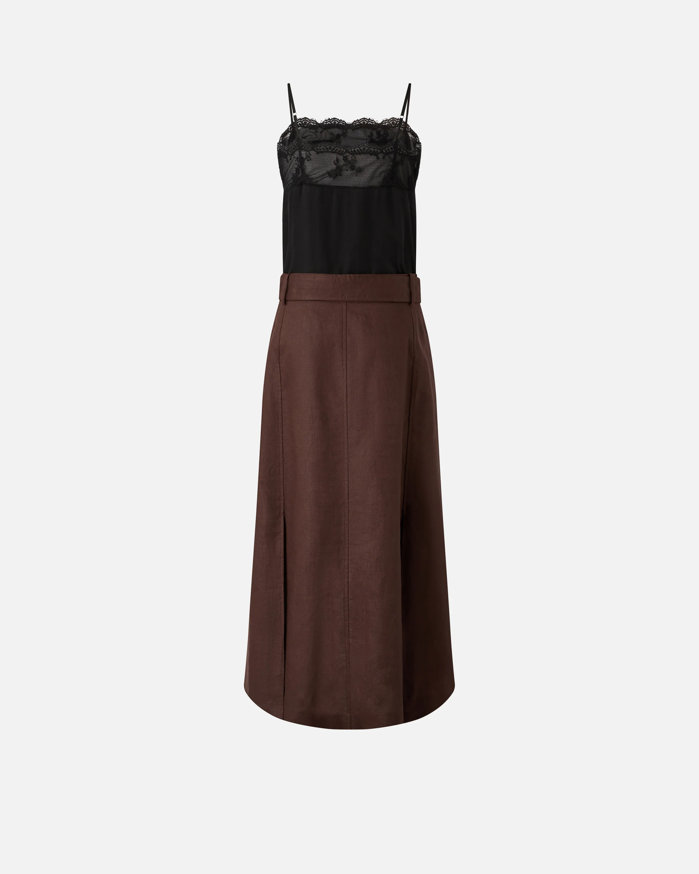 Midi dress with in linen with lace top - Image 6