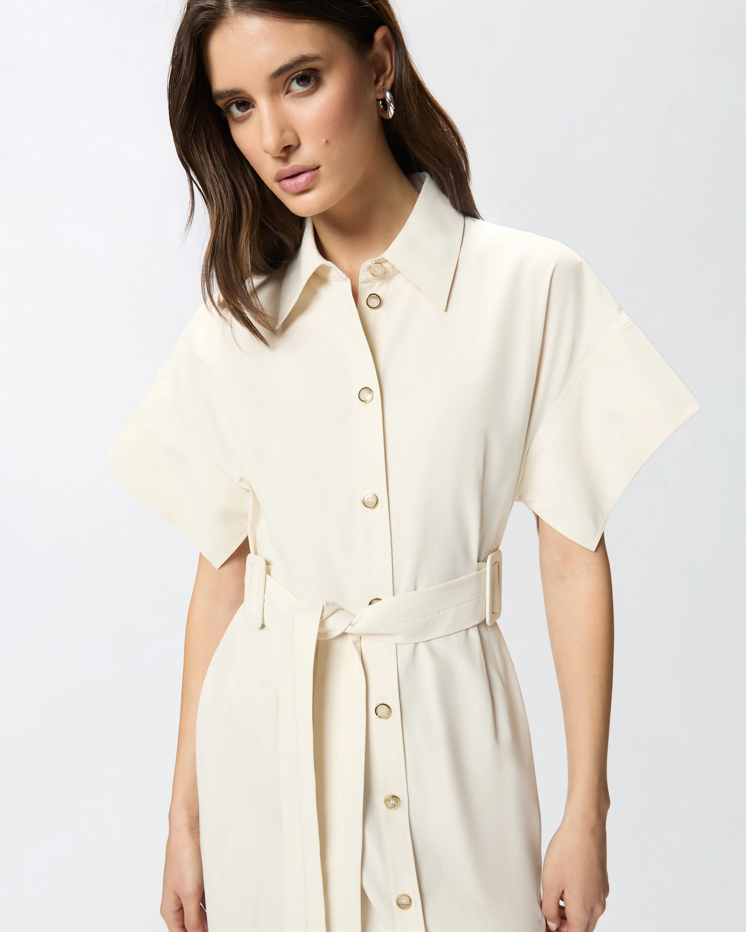 Midi shirt dress with belt - Image 4