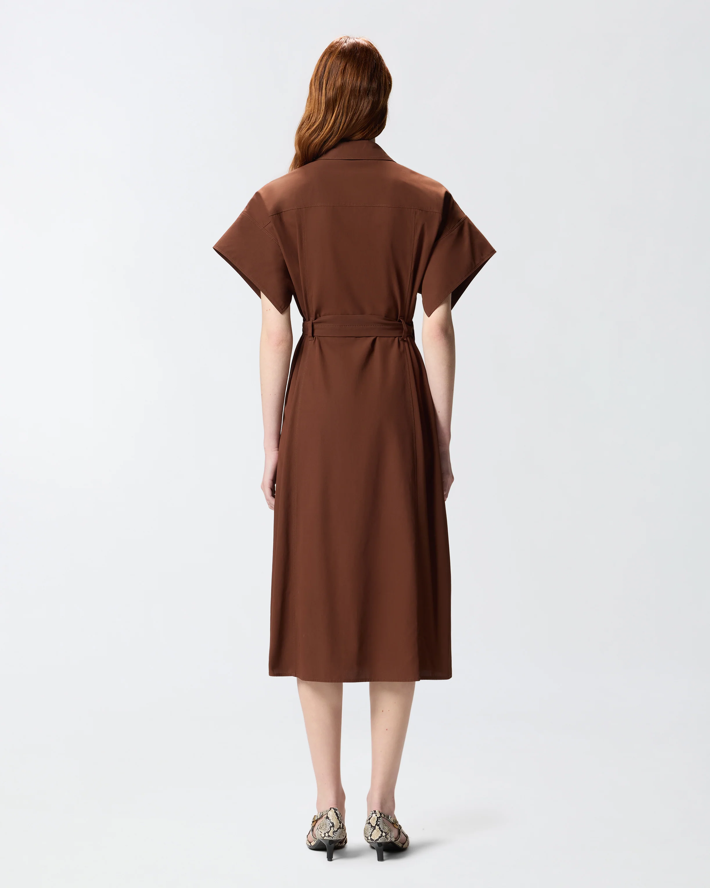 Midi shirt dress with belt - Image 3