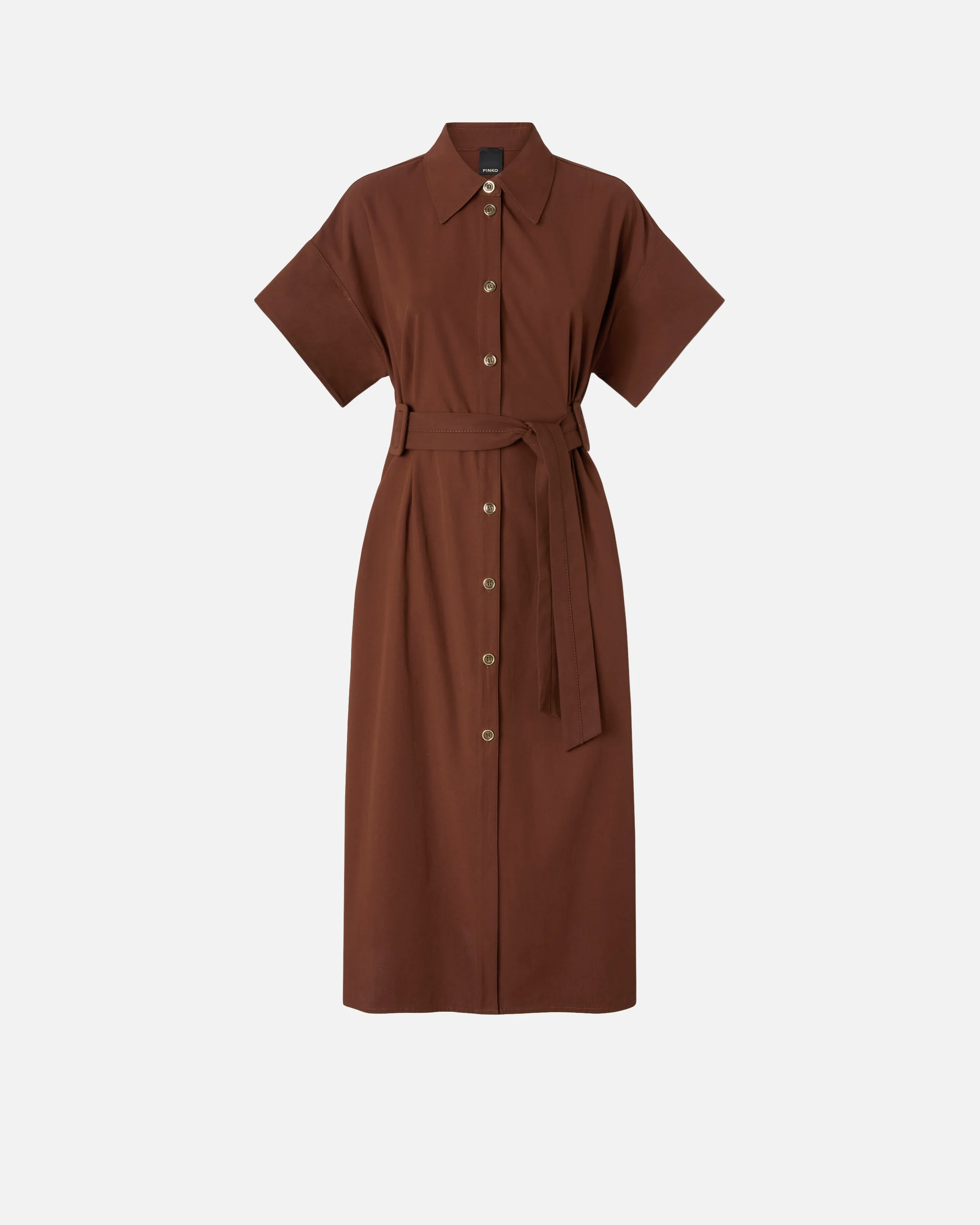 Midi shirt dress with belt - Image 5