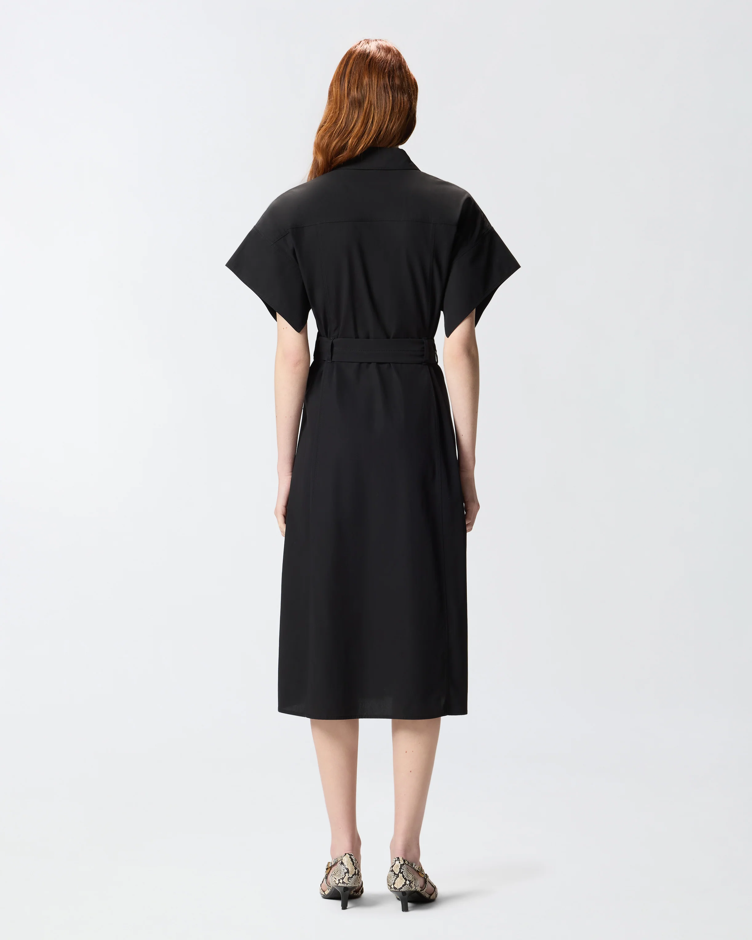 Midi shirt dress with belt - Image 3