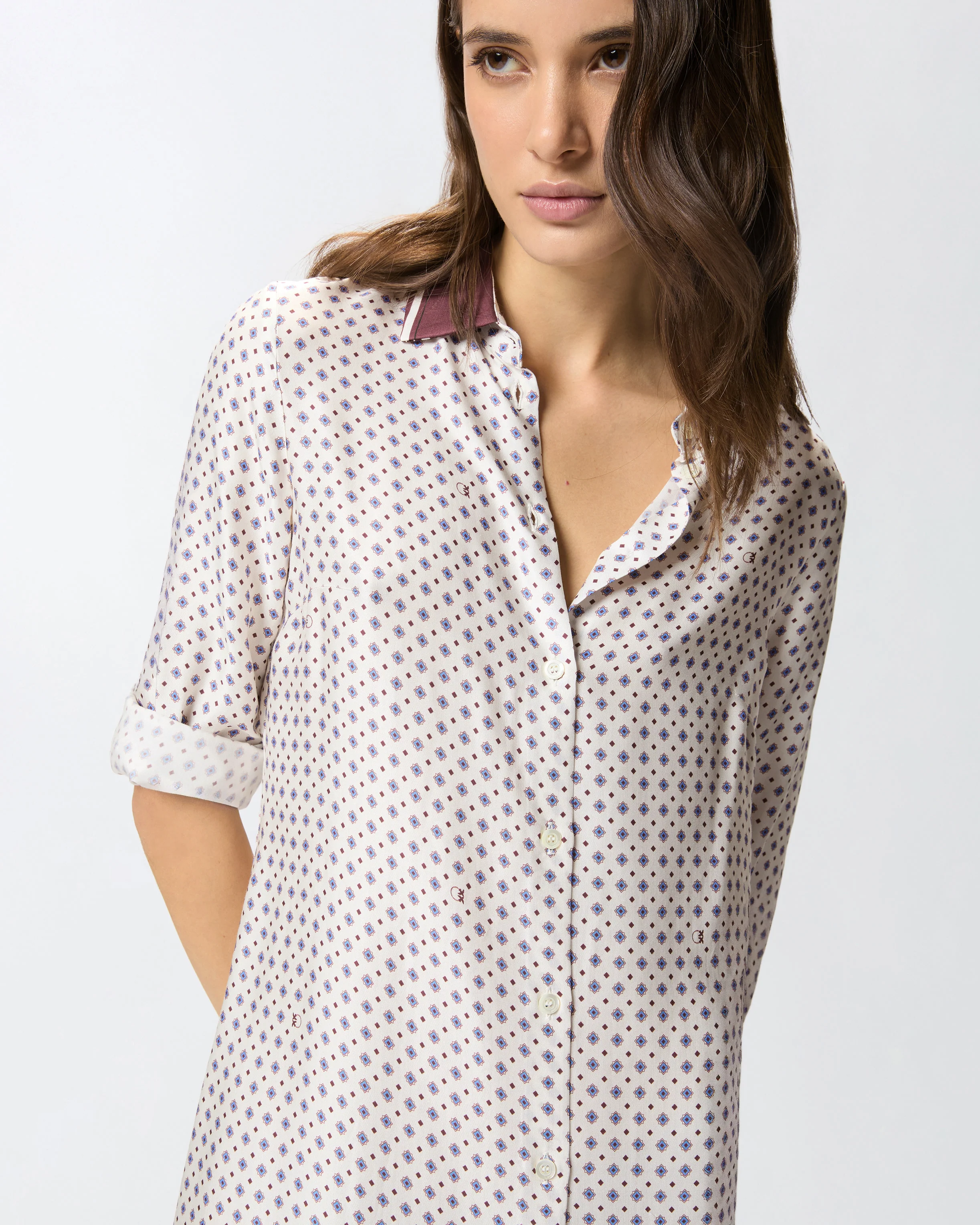 Midi shirt dress with tie print - Image 4