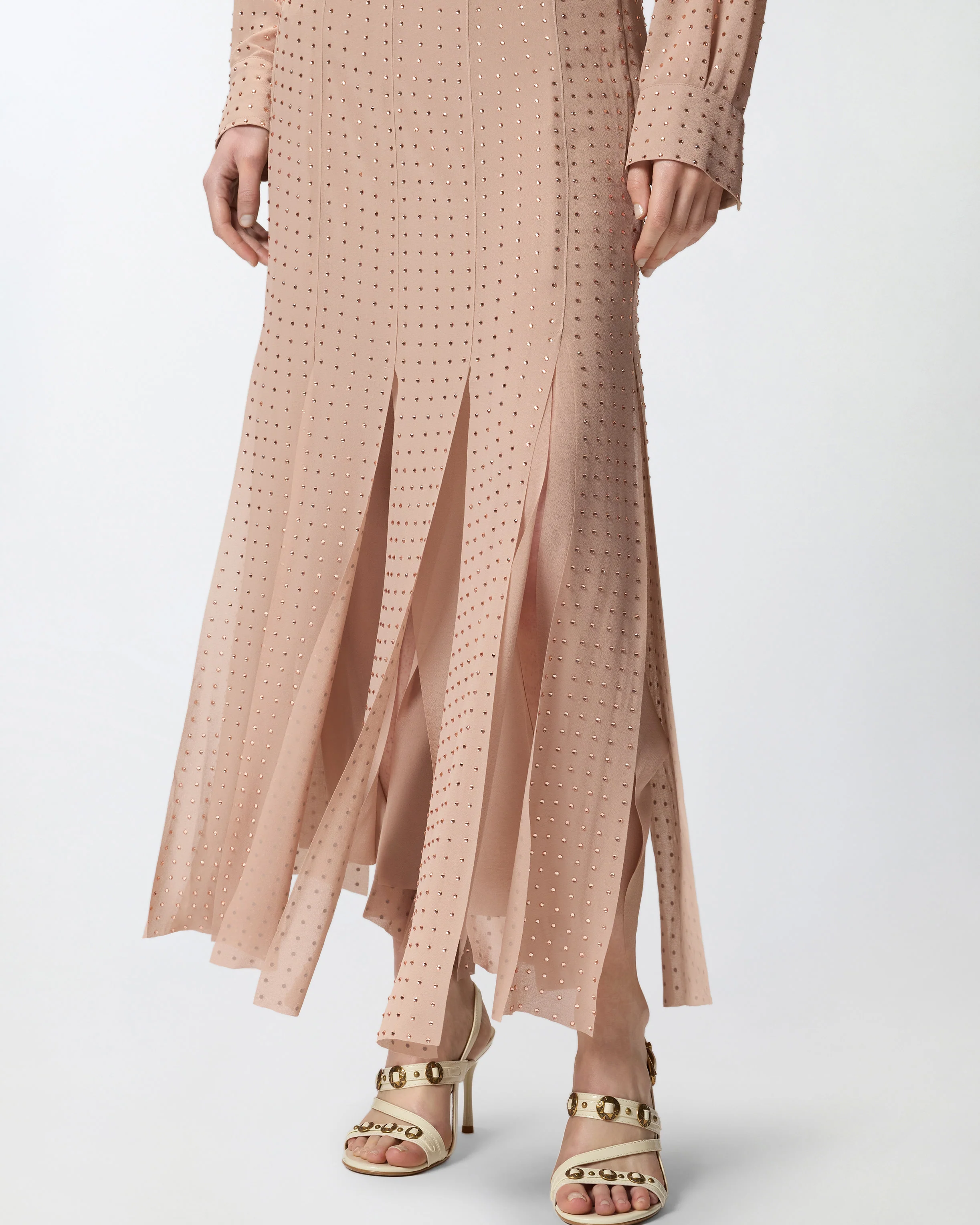 Midi skirt with fringes and rhinestones - Image 4