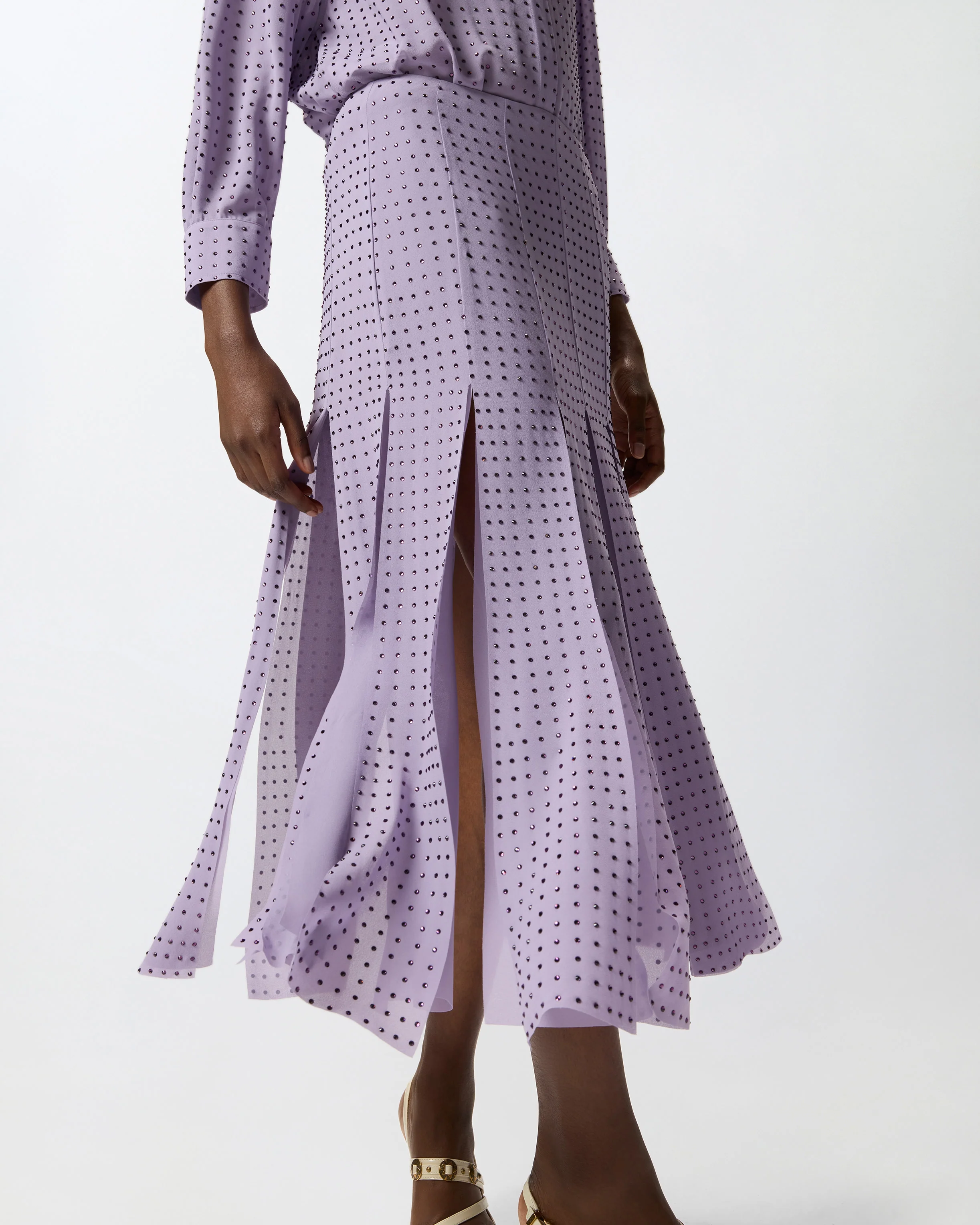 Midi skirt with fringes and rhinestones - Image 4