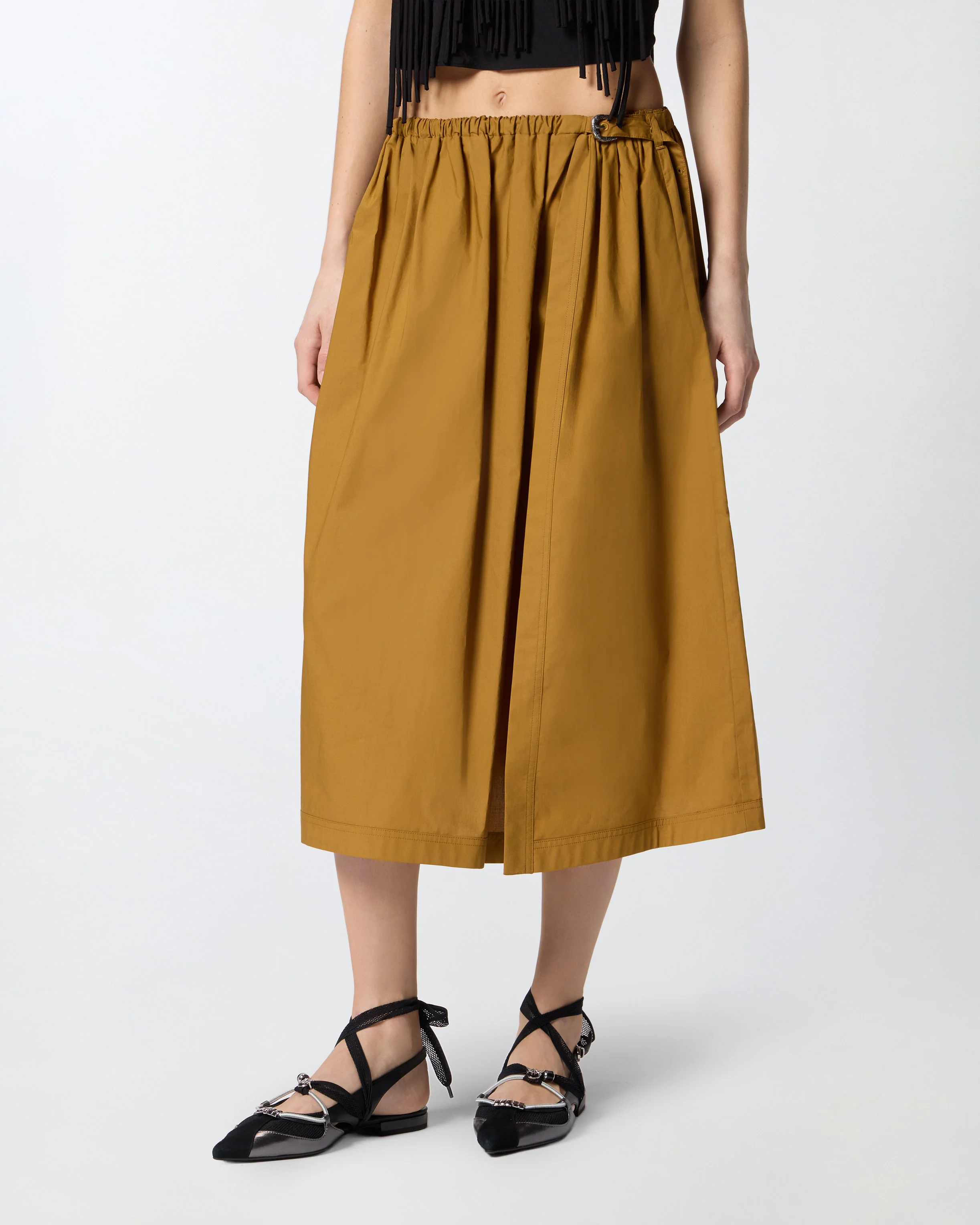 Midi skirt with slit and Texan buckle - Image 2