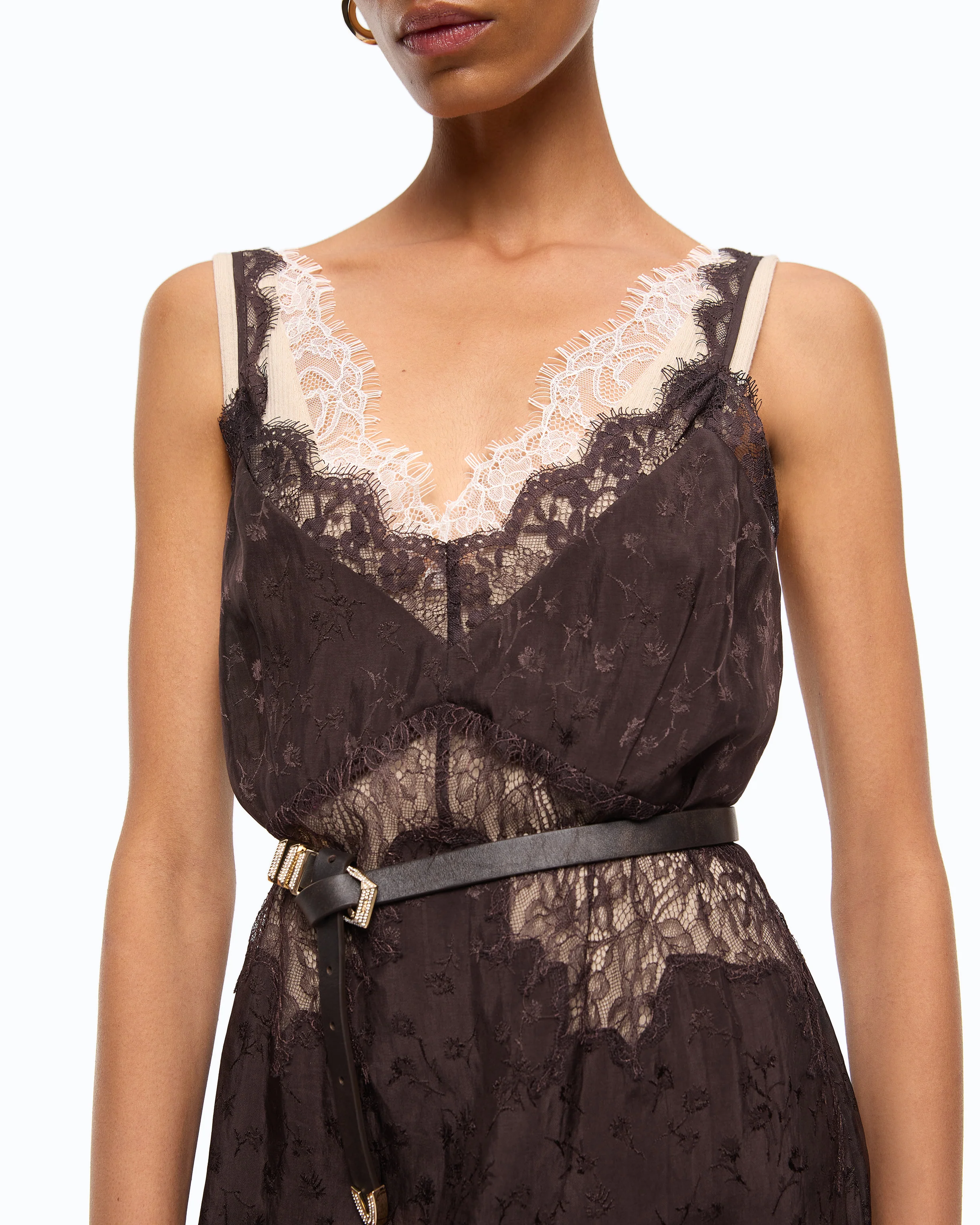 Midi slip dress with lace bands - Image 3