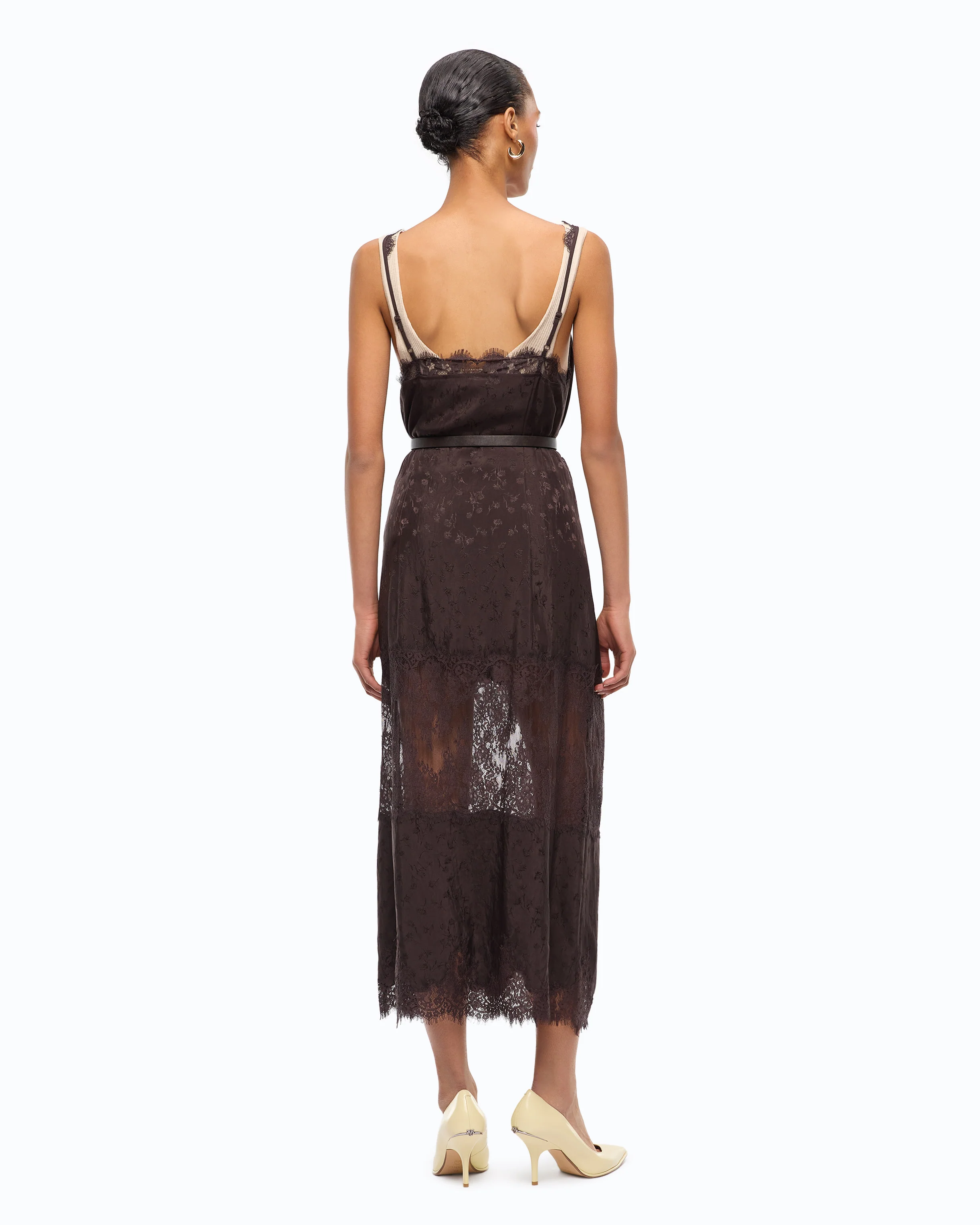 Midi slip dress with lace bands - Image 4