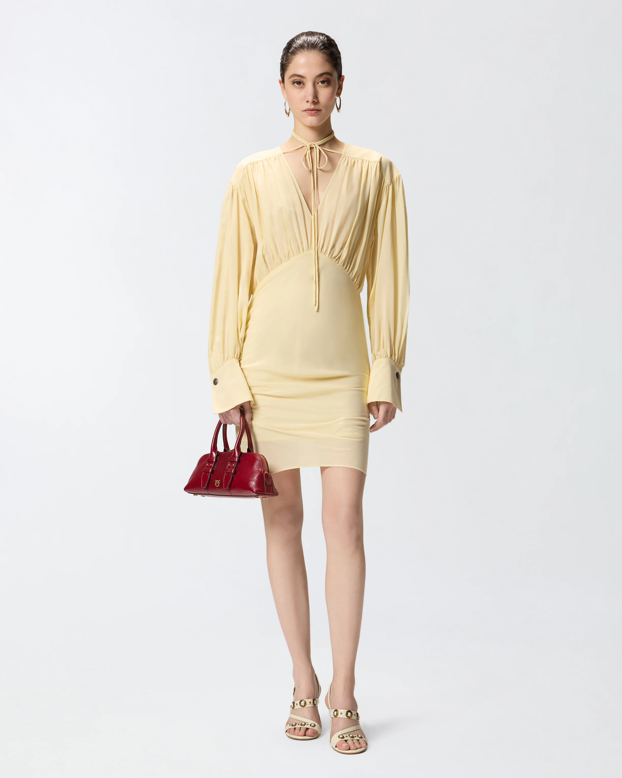 Mini dress with long sleeves and draping - Image 2