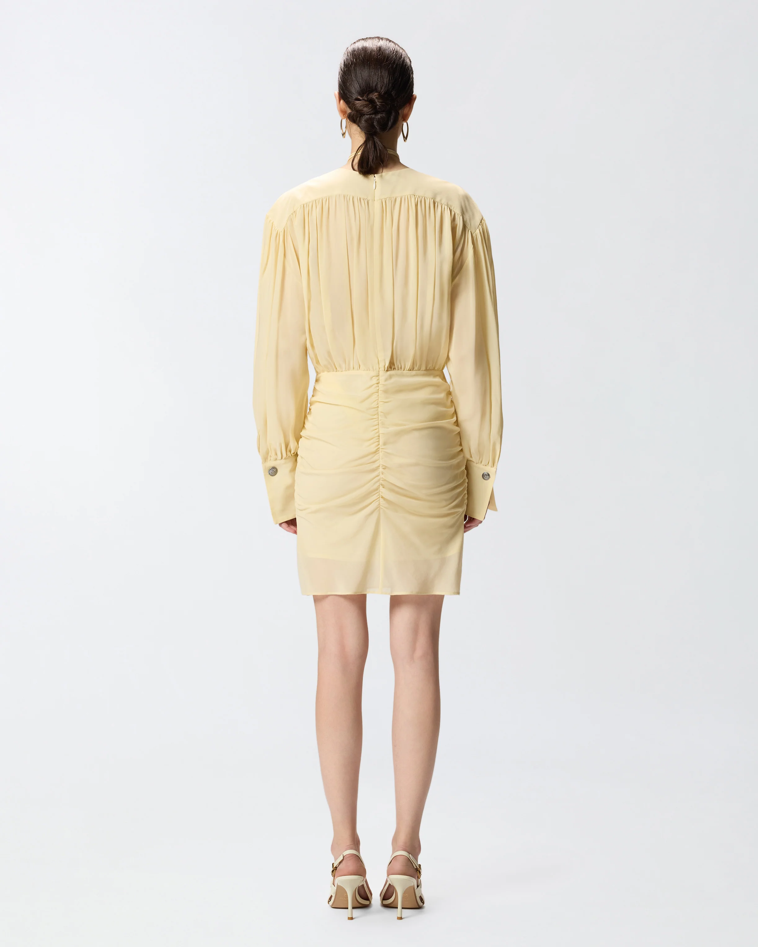 Mini dress with long sleeves and draping - Image 3