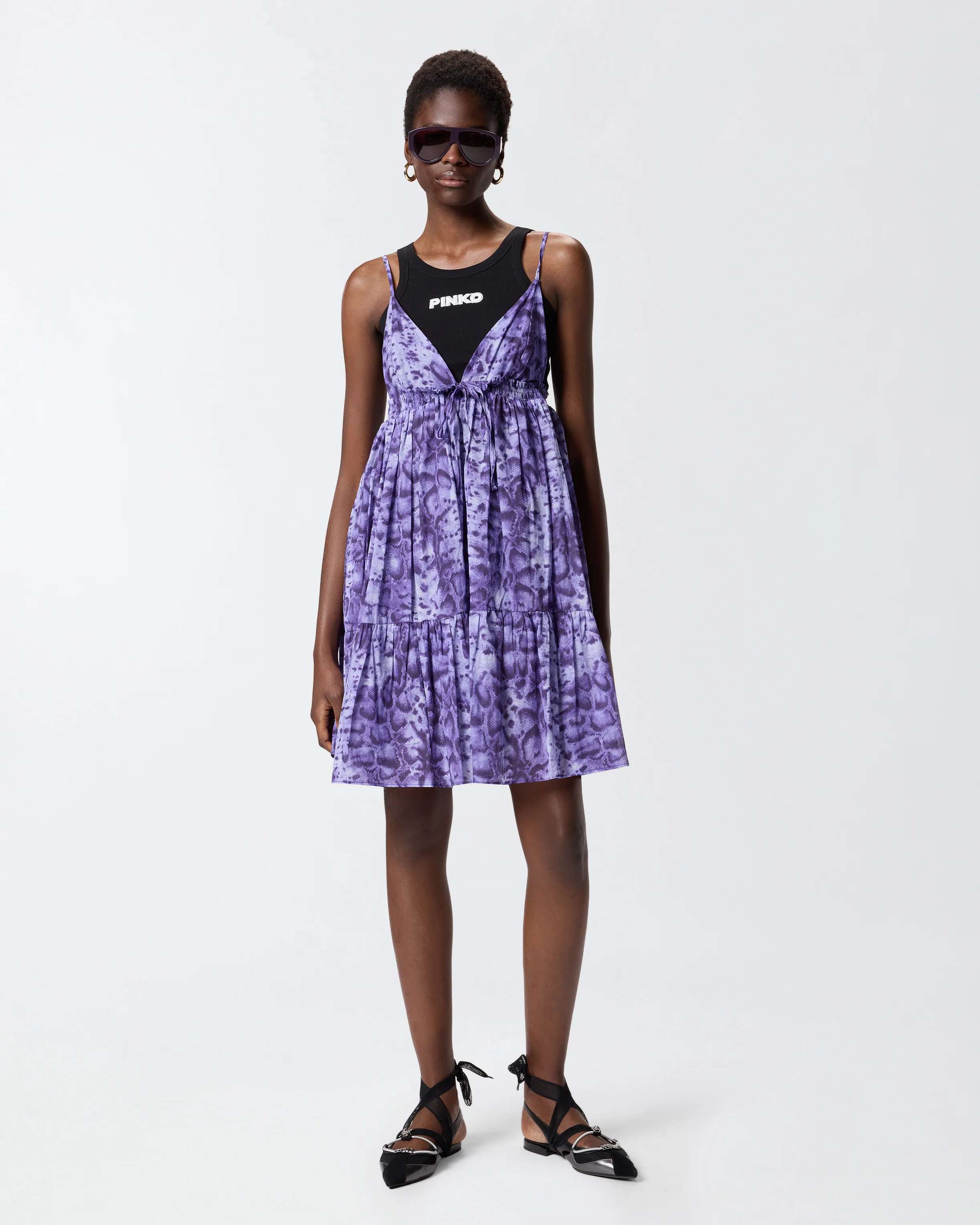 Mini dress with snake print