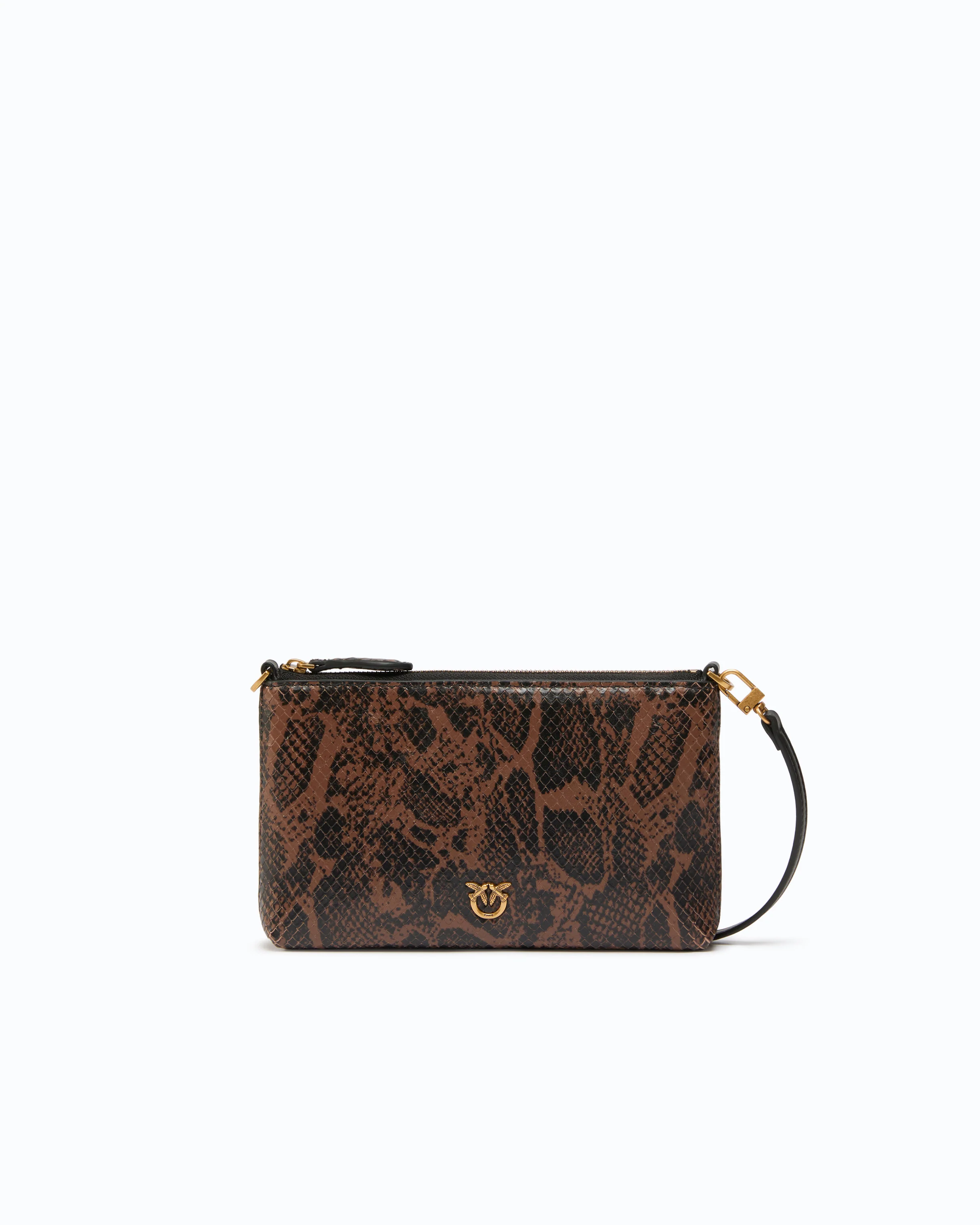 Mini Flat Horizontal crossbody clutch in python-print leather