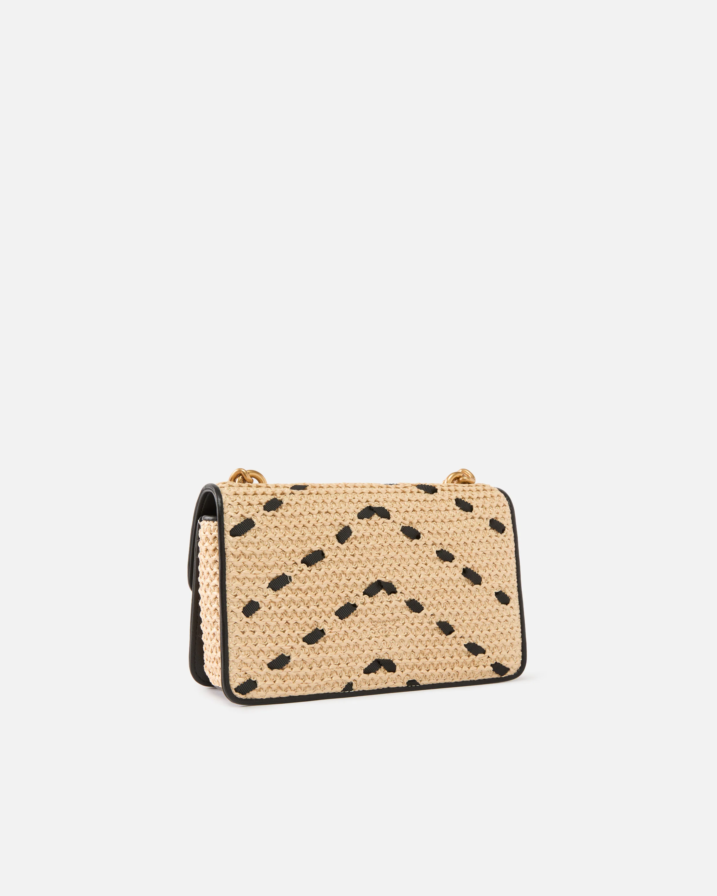Mini Love Bag One Light small handbag in chevron raffia and leather - Image 2