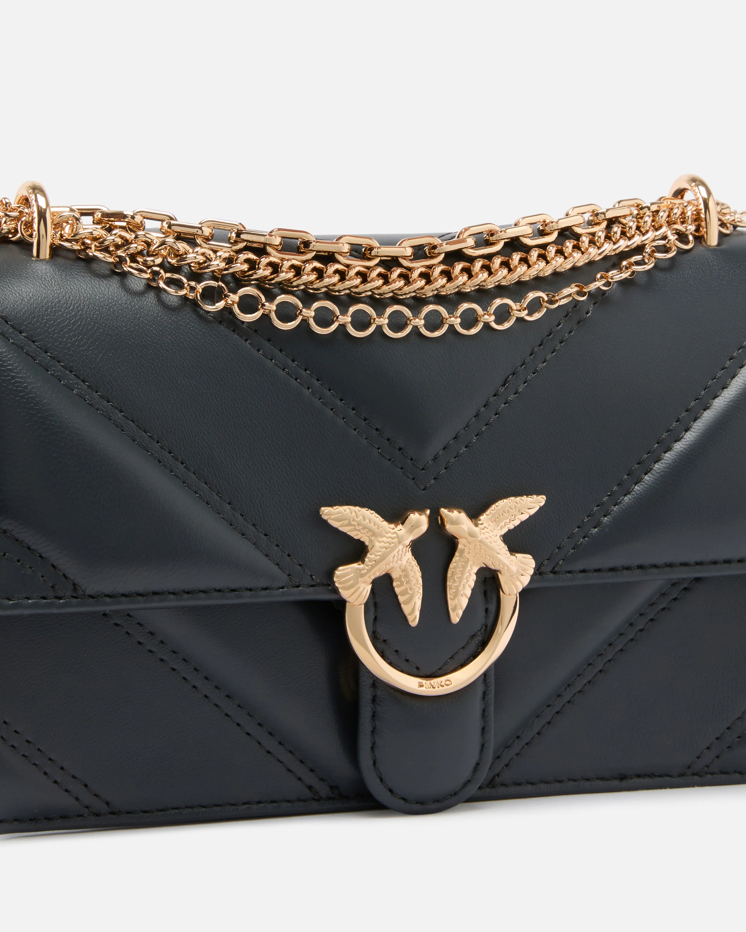 Mini Love Bag One shoulder bag in chevron leather and nappa with triple chain - Image 3