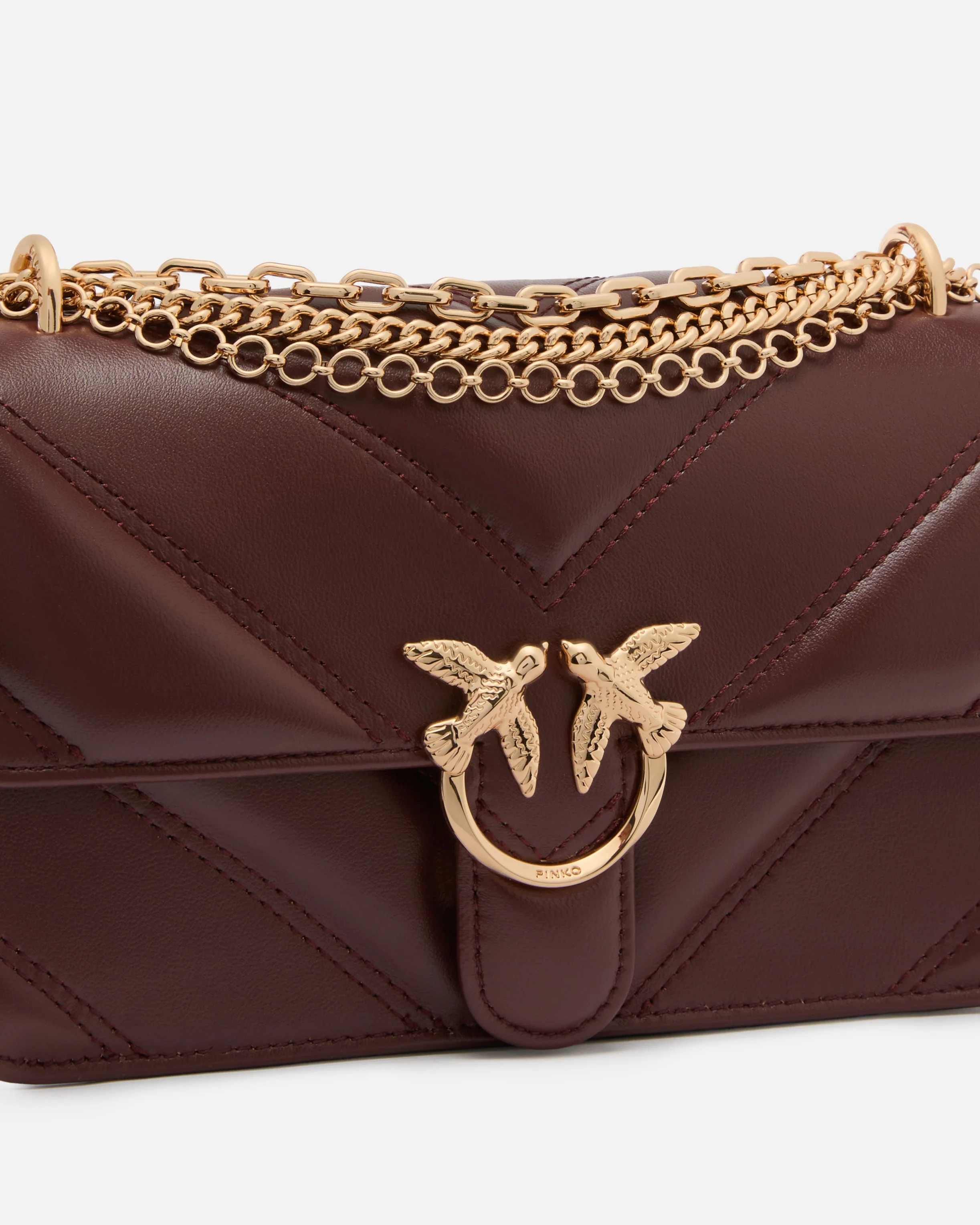 Mini Love Bag One shoulder bag in chevron leather and nappa with triple chain - Image 3