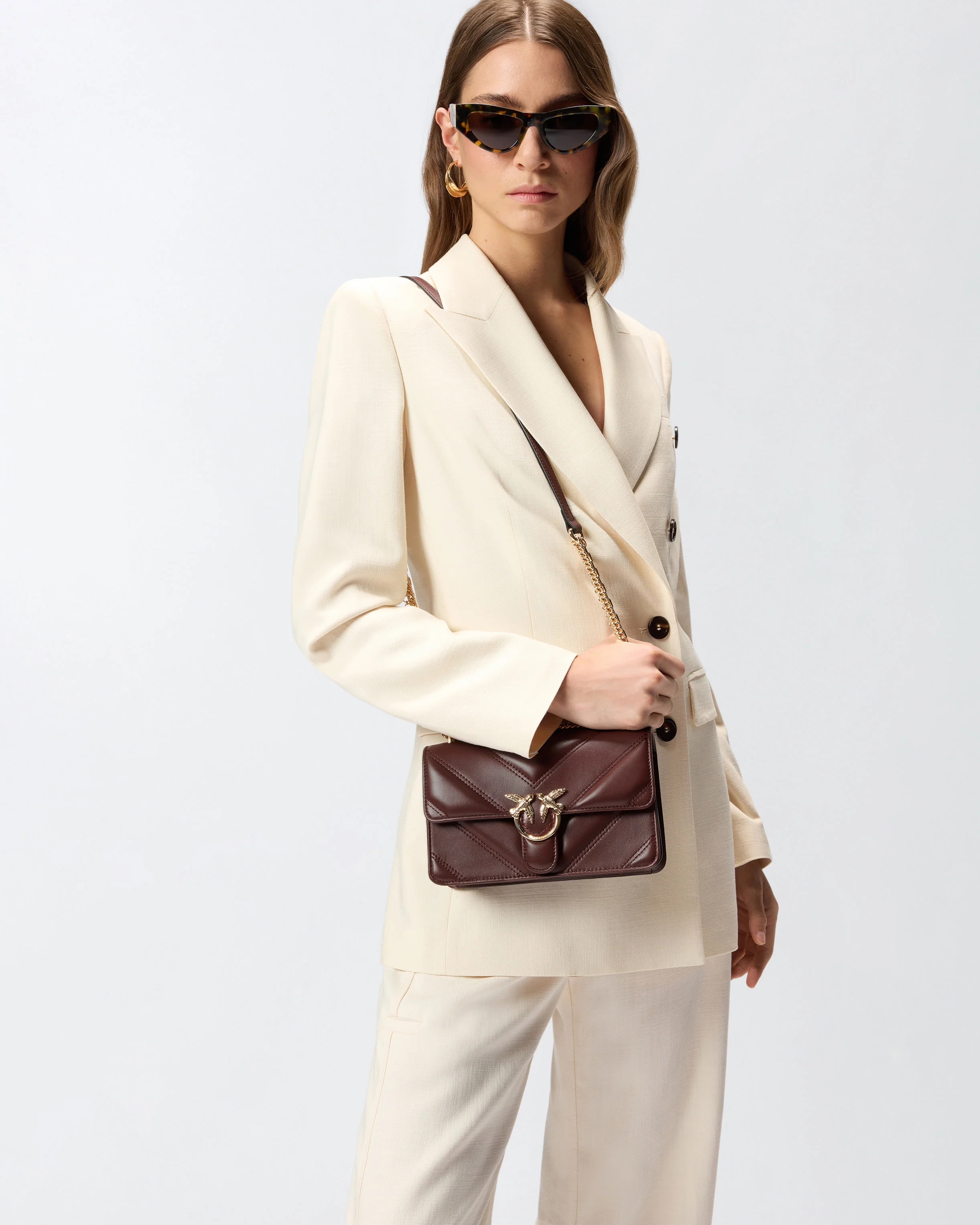 Mini Love Bag One shoulder bag in chevron leather and nappa with triple chain - Image 5