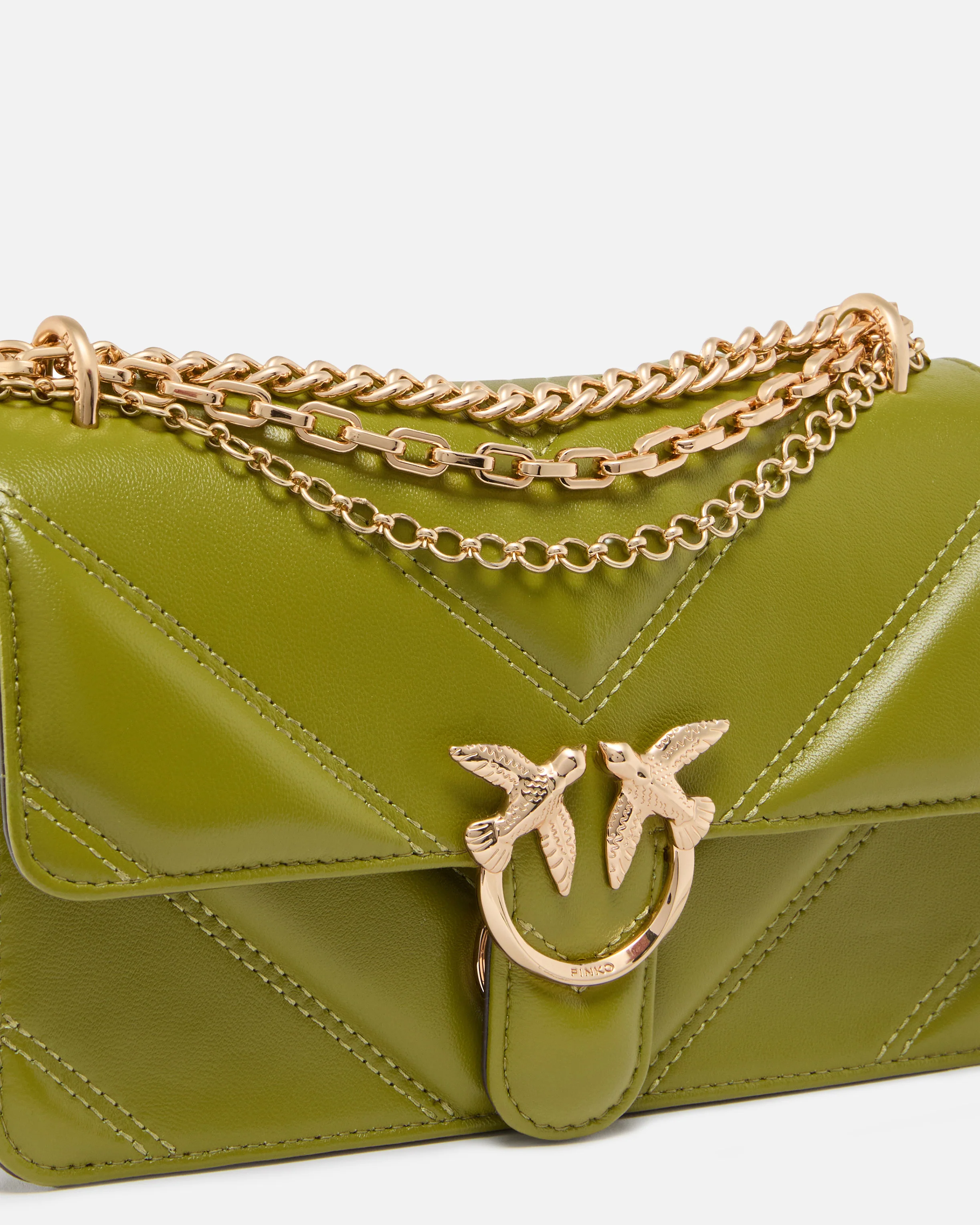 Mini Love Bag One shoulder bag in chevron leather and nappa with triple chain - Image 3