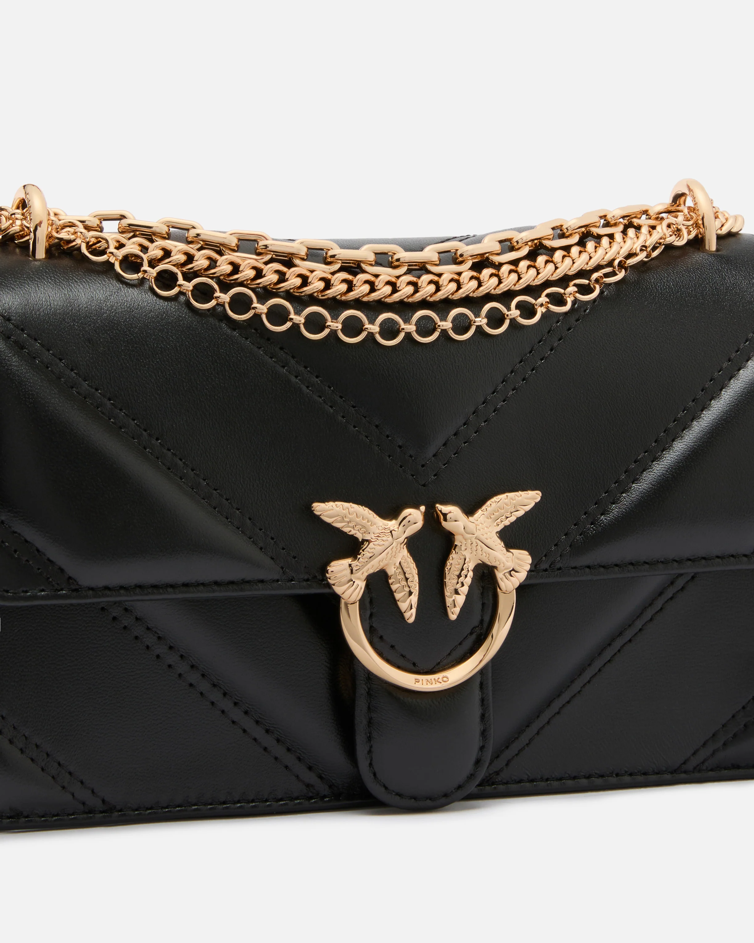 Mini Love Bag One shoulder bag in chevron leather and nappa with triple chain - Image 3
