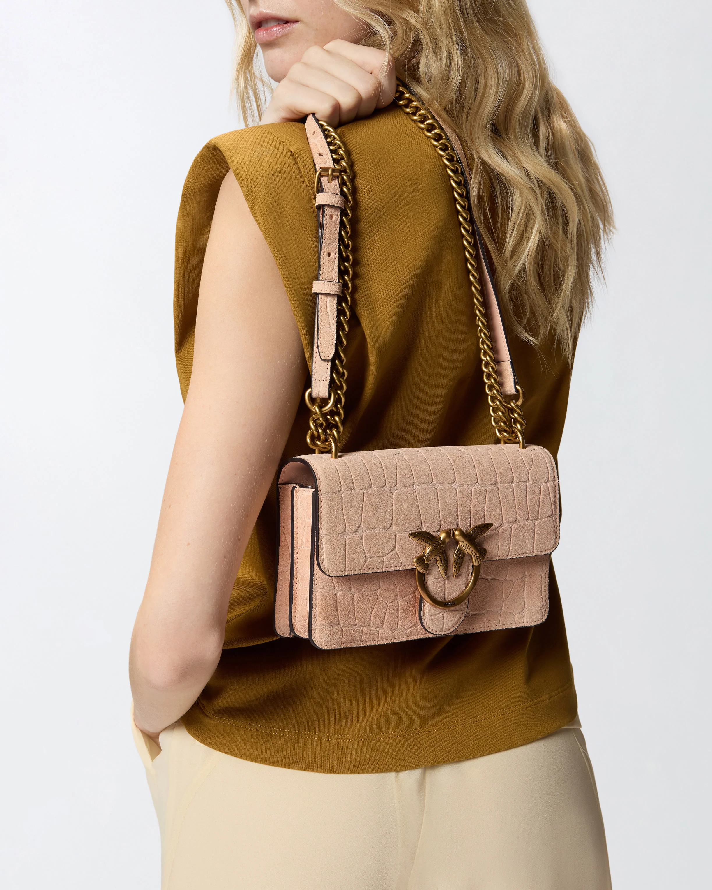 Mini Love Bag One small crossbody bag in crocodile-print leather - Image 5