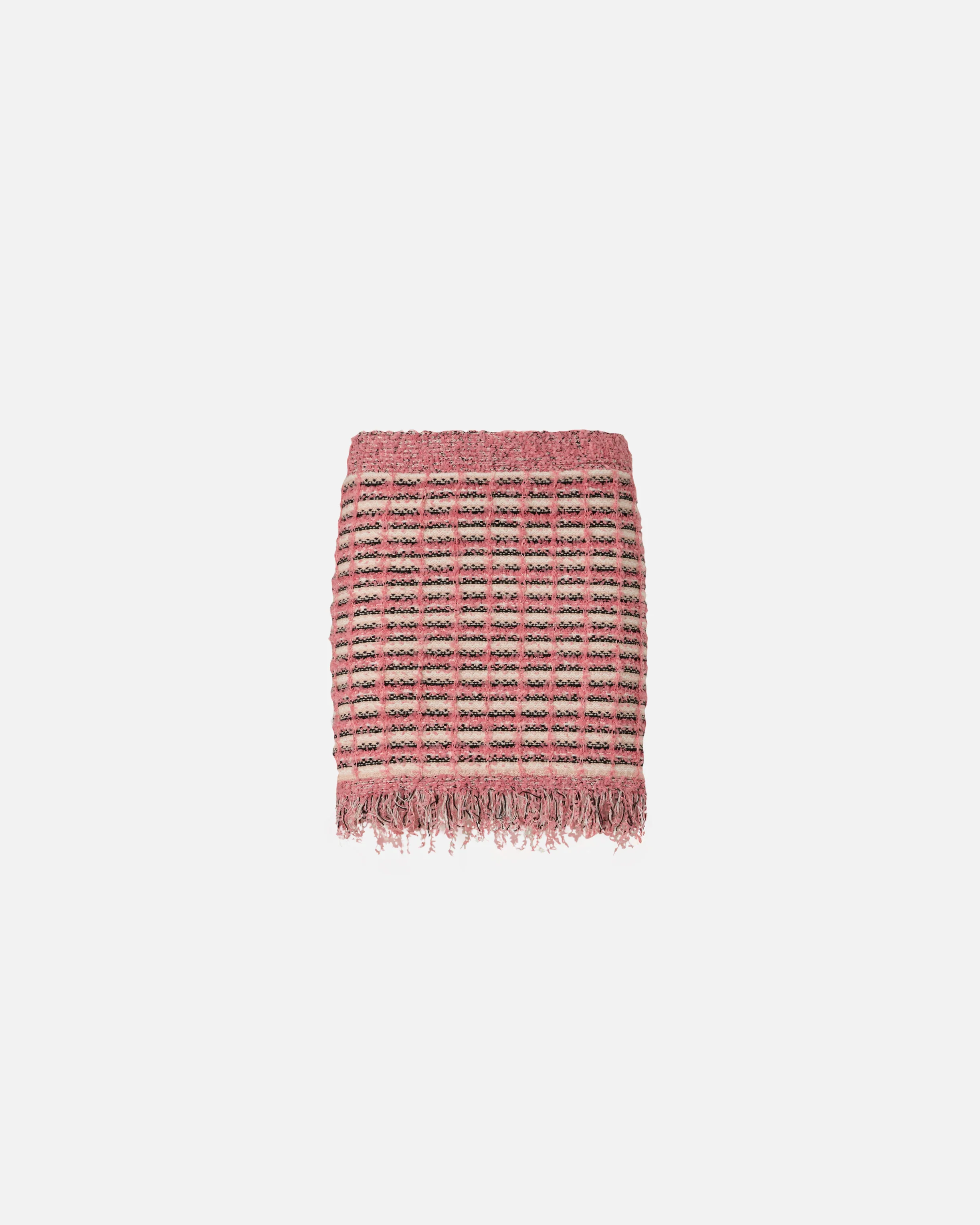 Mini skirt in basketweave and frayed knit - Image 5