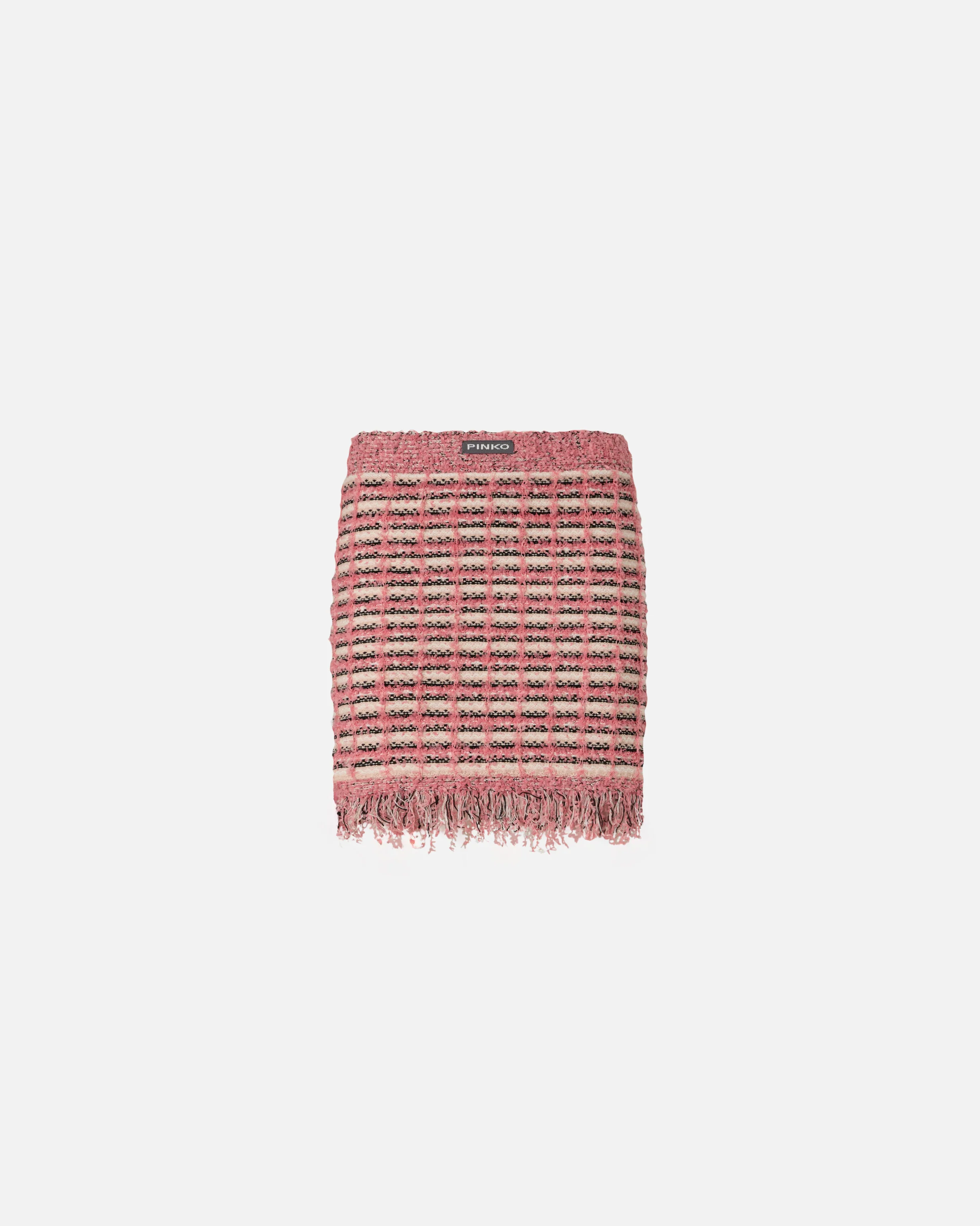 Mini skirt in basketweave and frayed knit - Image 6
