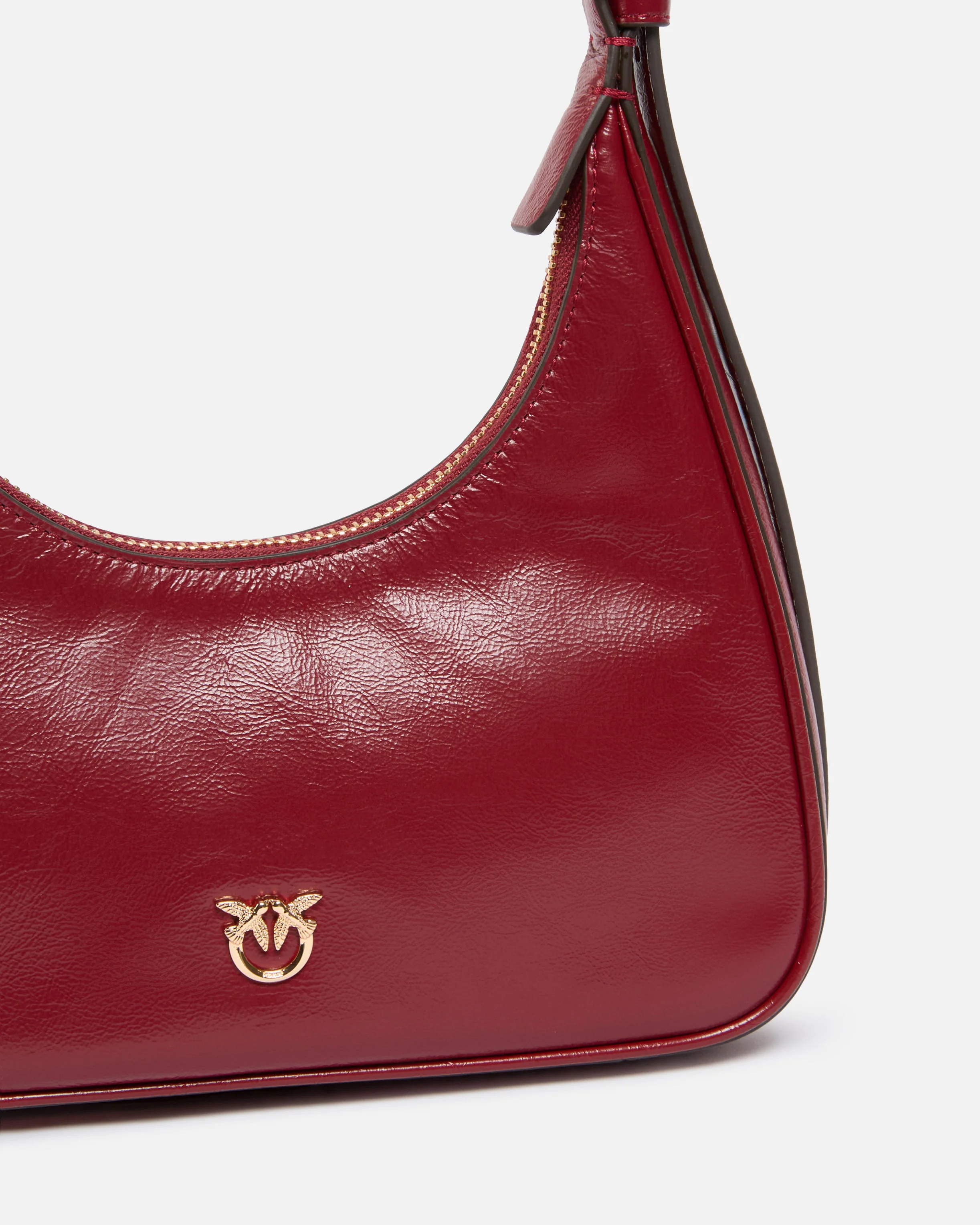 Miss PINKO Mini hobo shoulder bag in shiny leather - Image 3