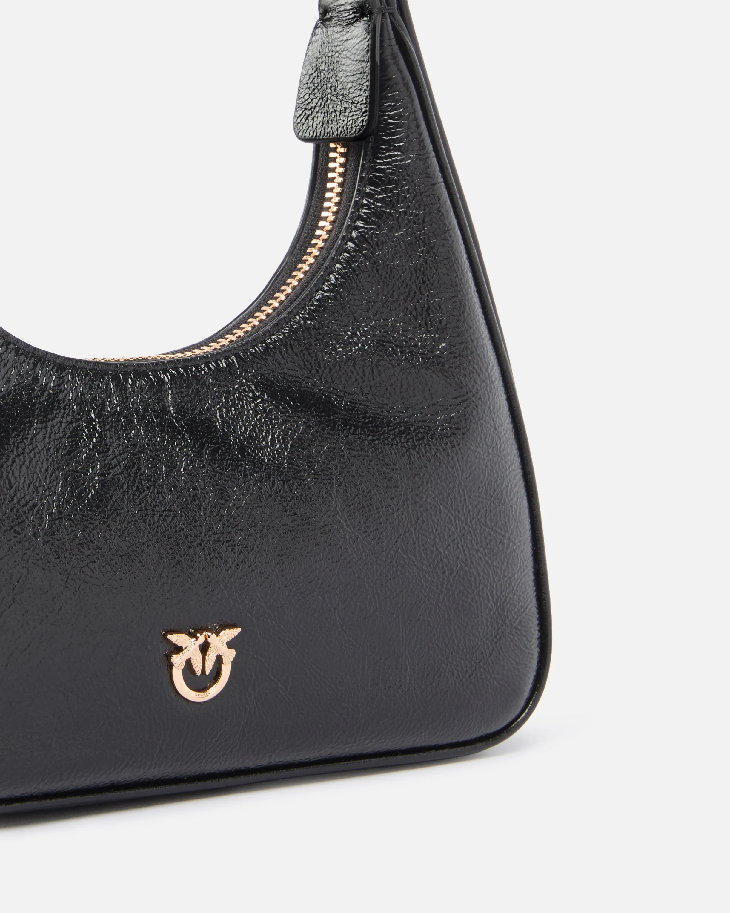 Miss PINKO Mini hobo shoulder bag in shiny leather - Image 3