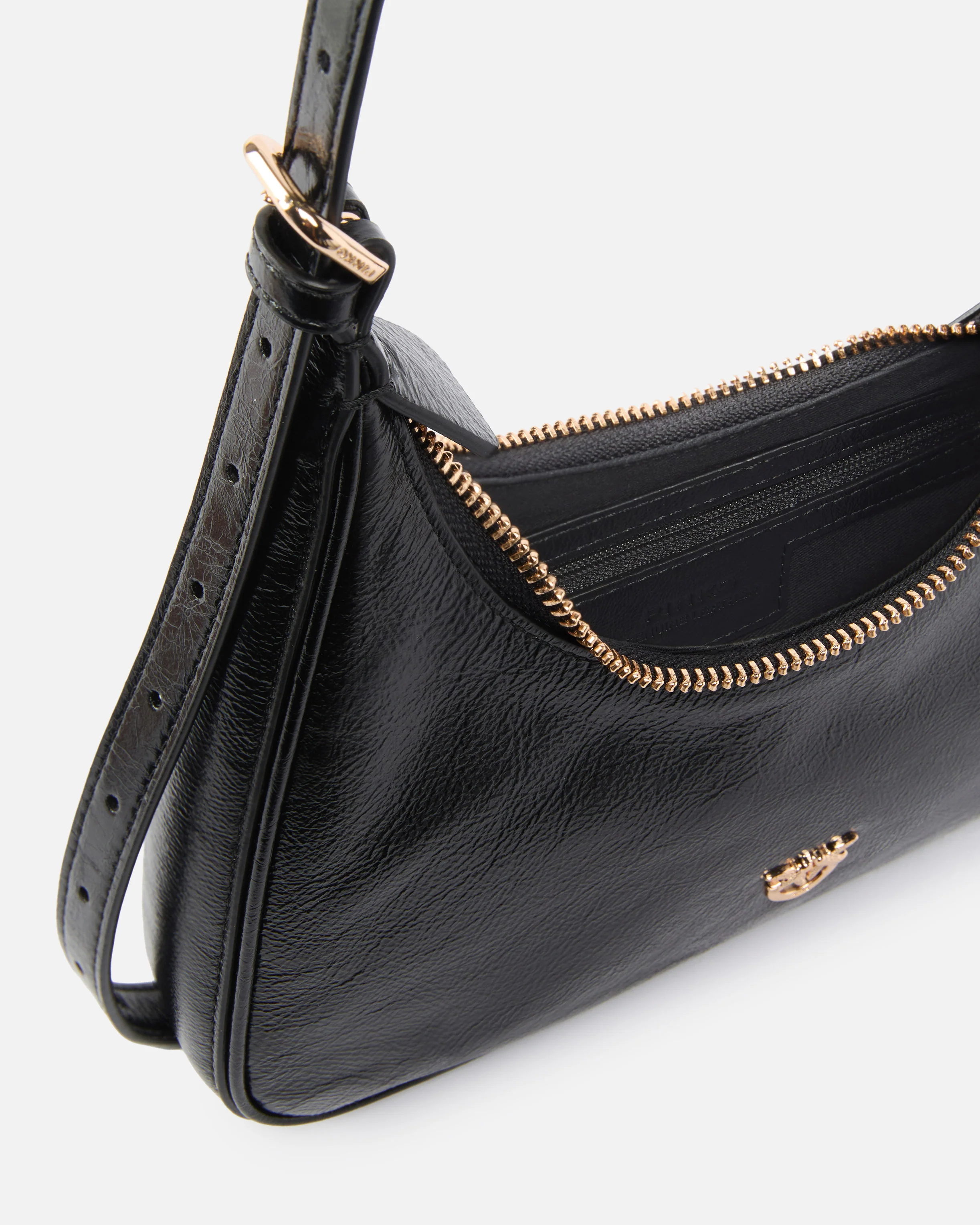 Miss PINKO Mini hobo shoulder bag in shiny leather - Image 4