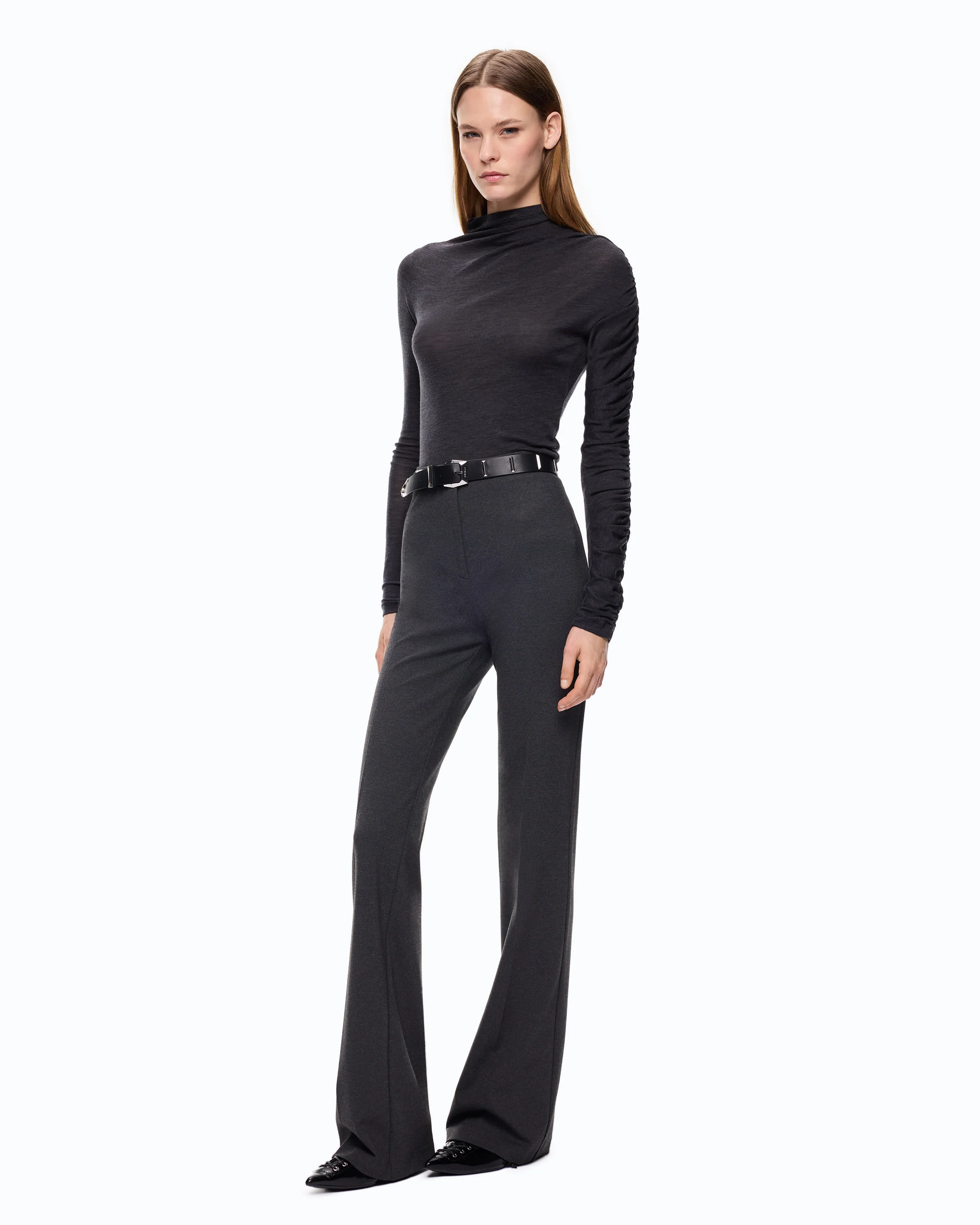 Mock-turtleneck sweater with asymmetric hem - Image 2