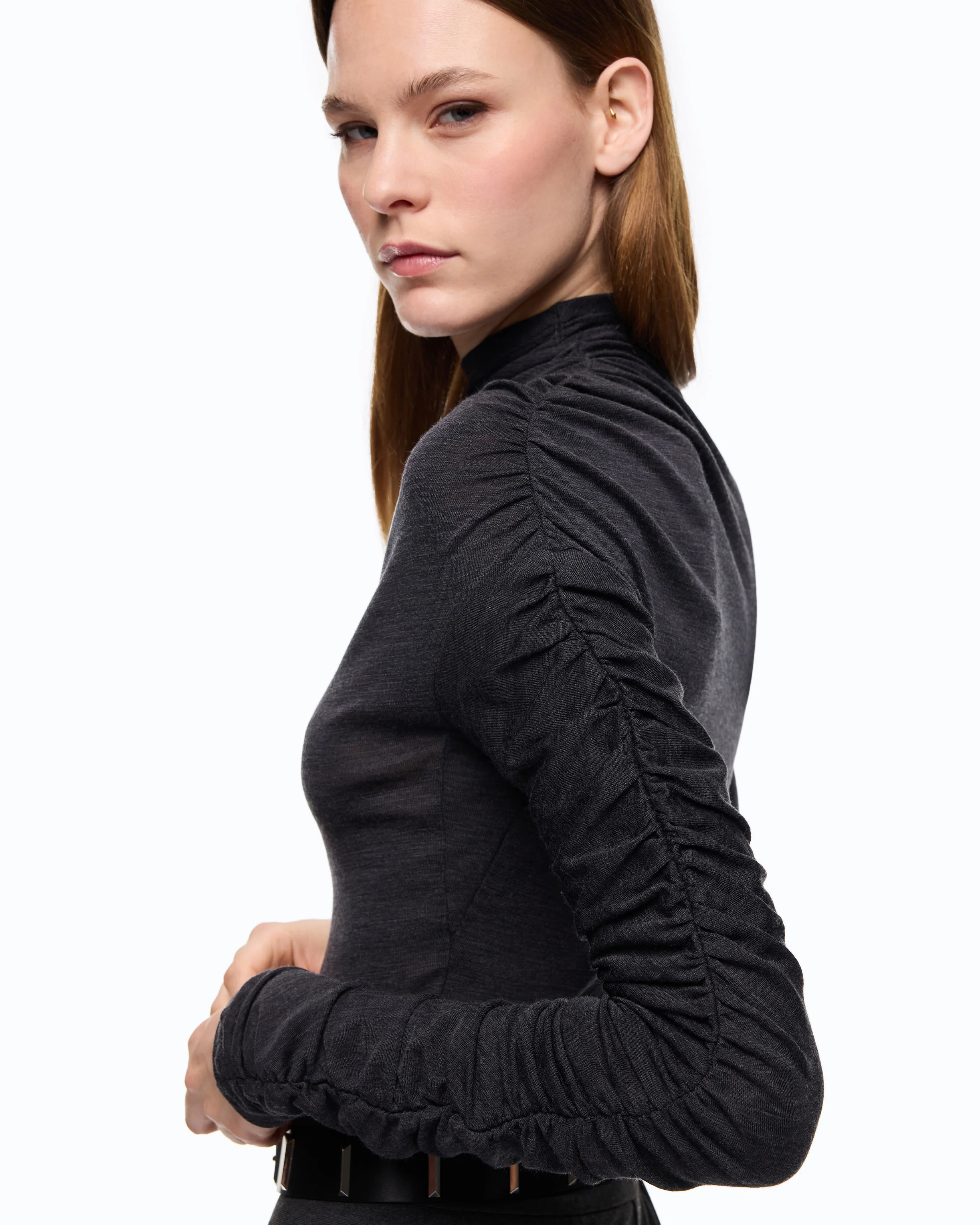 Mock-turtleneck sweater with asymmetric hem - Image 3