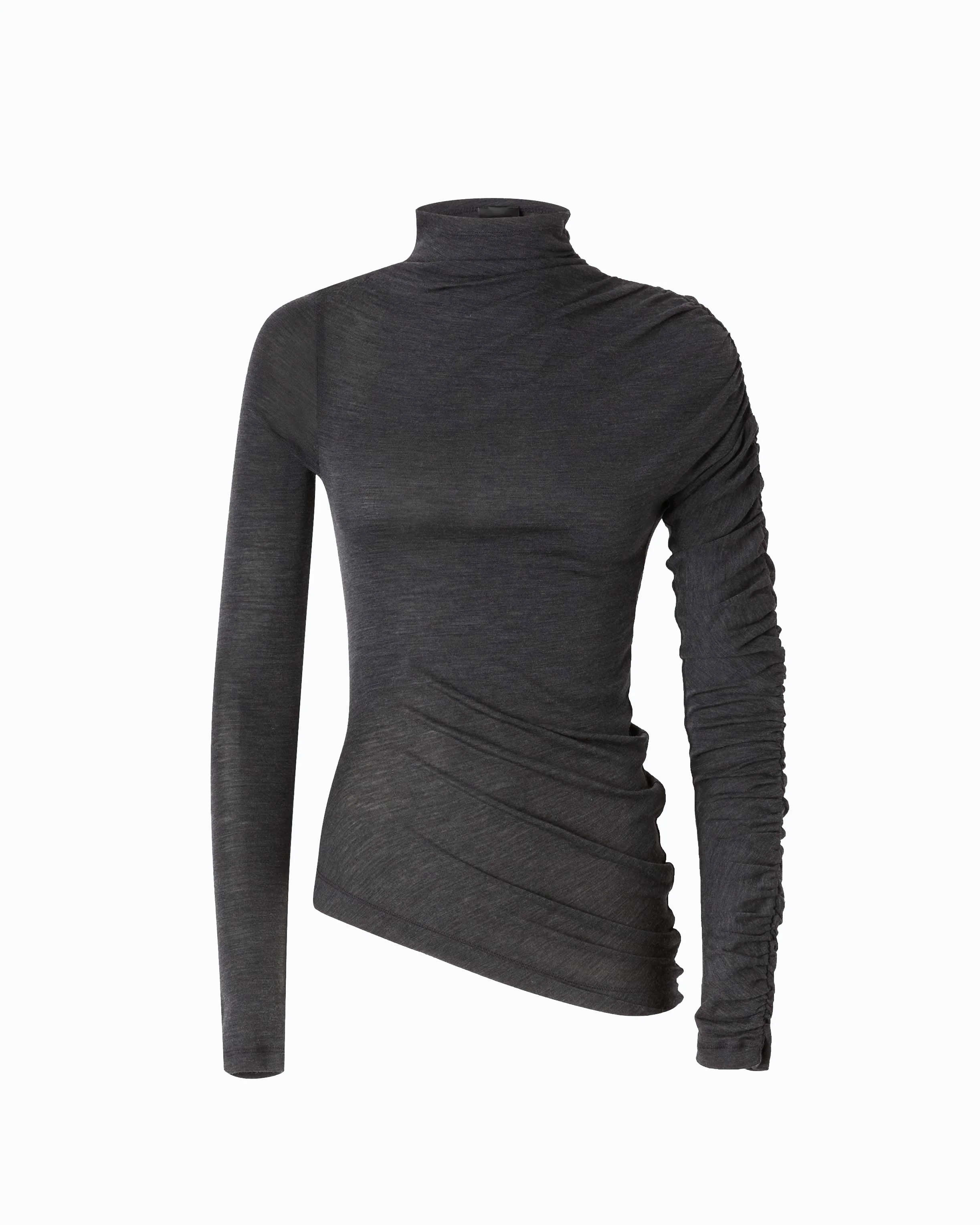 Mock-turtleneck sweater with asymmetric hem - Image 5
