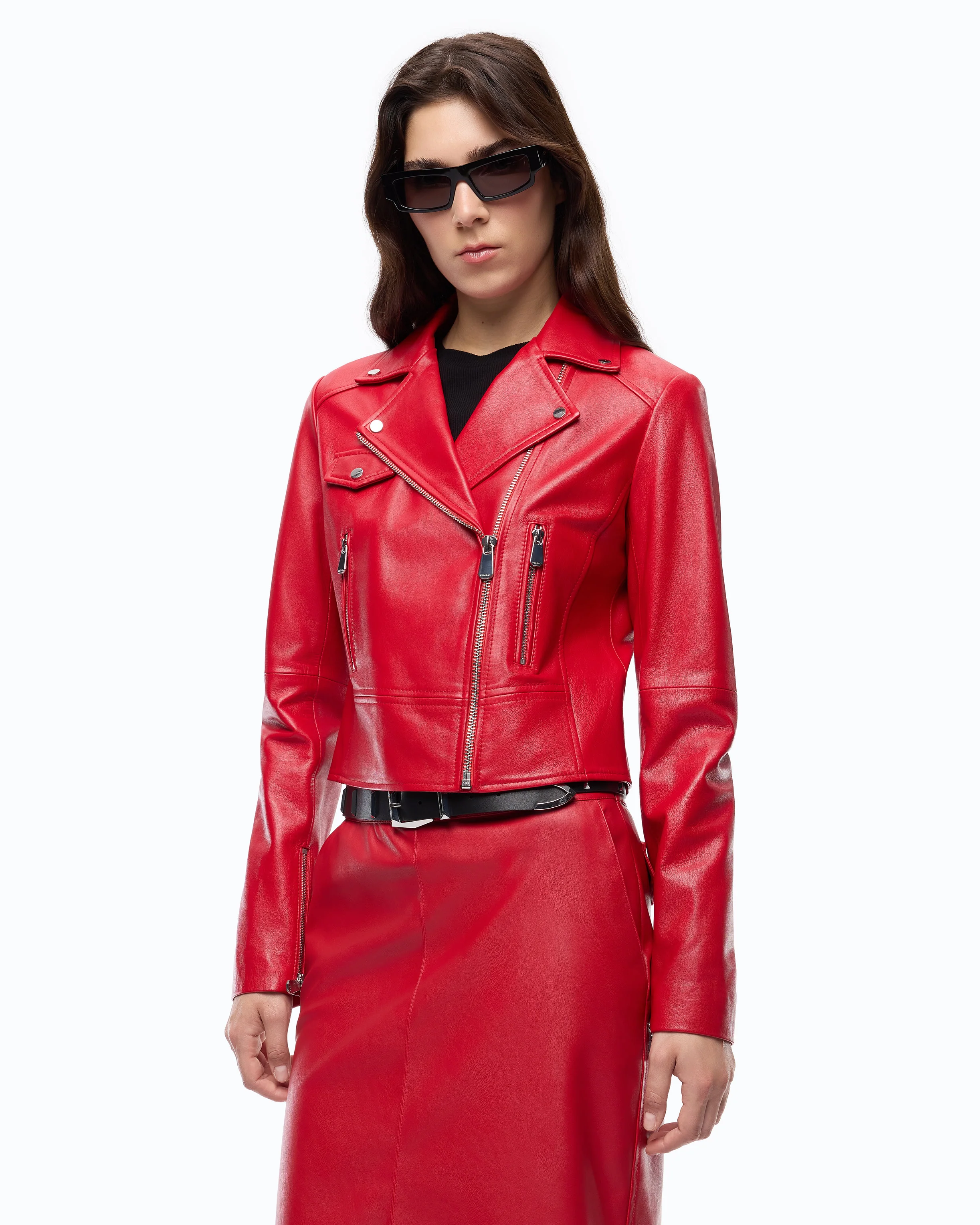 Nappa leather biker-style jacket