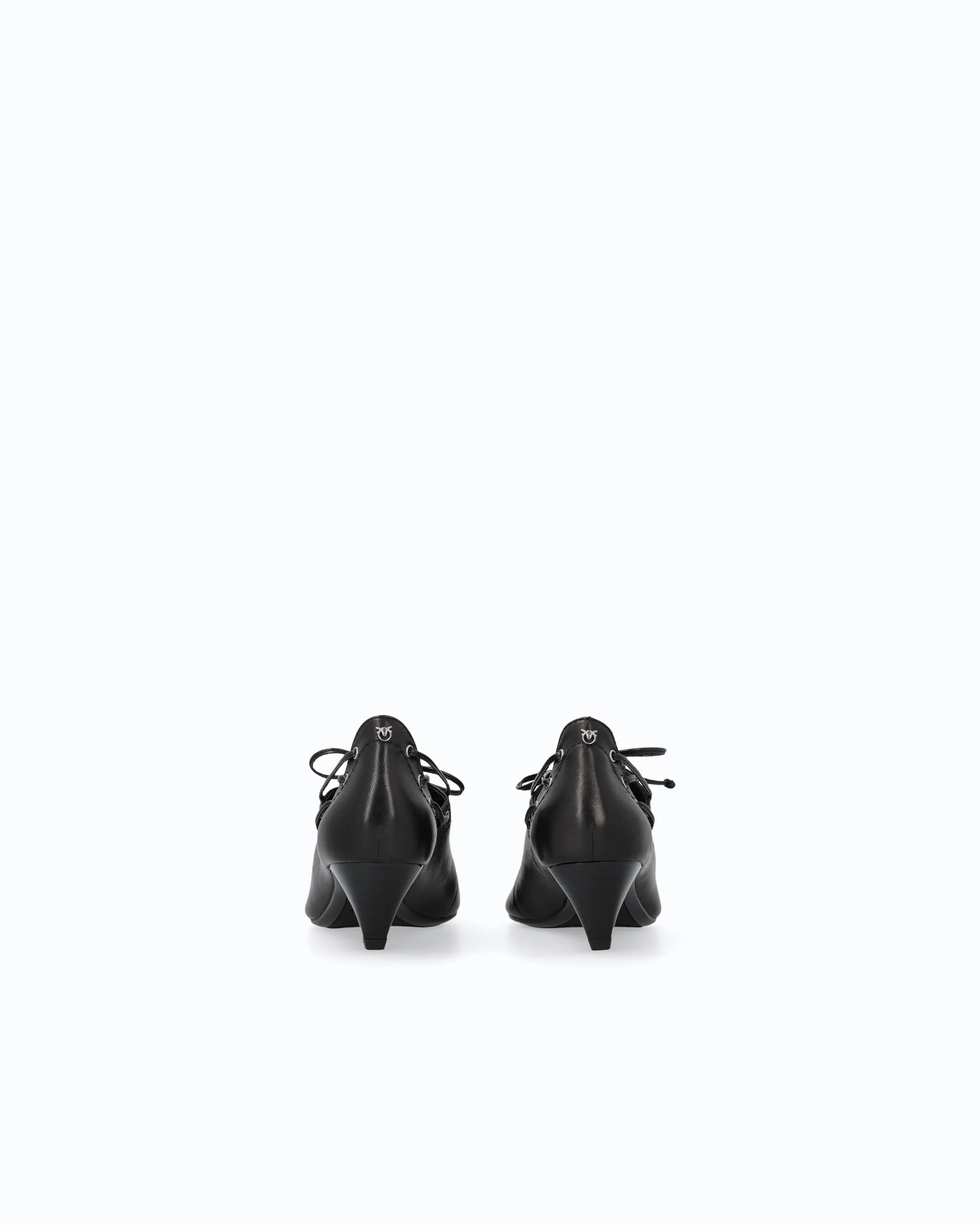 Nappa leather court shoe with lace-up detail and cone heel - Image 8