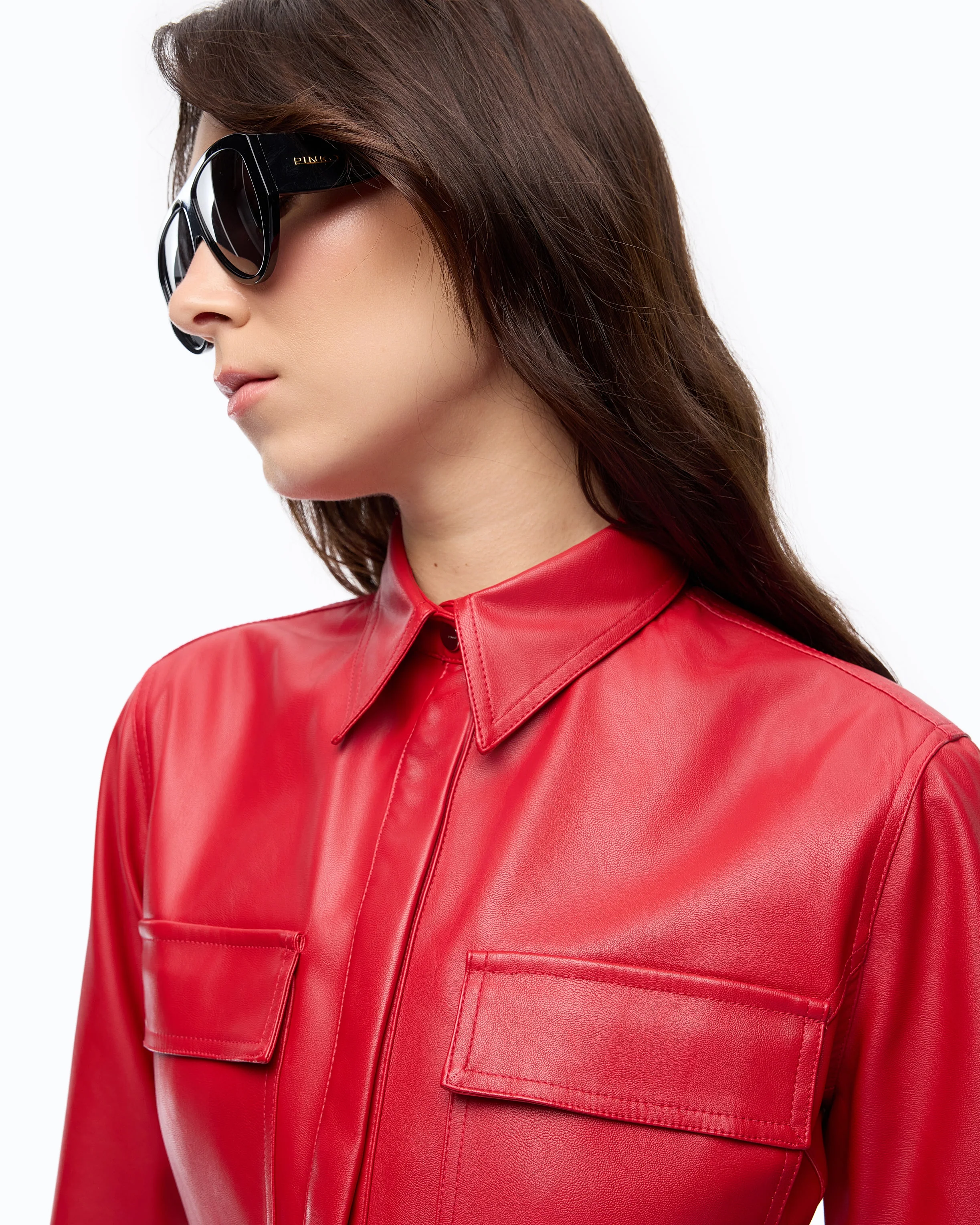 Nappa leather-effect coated shirt - Image 3