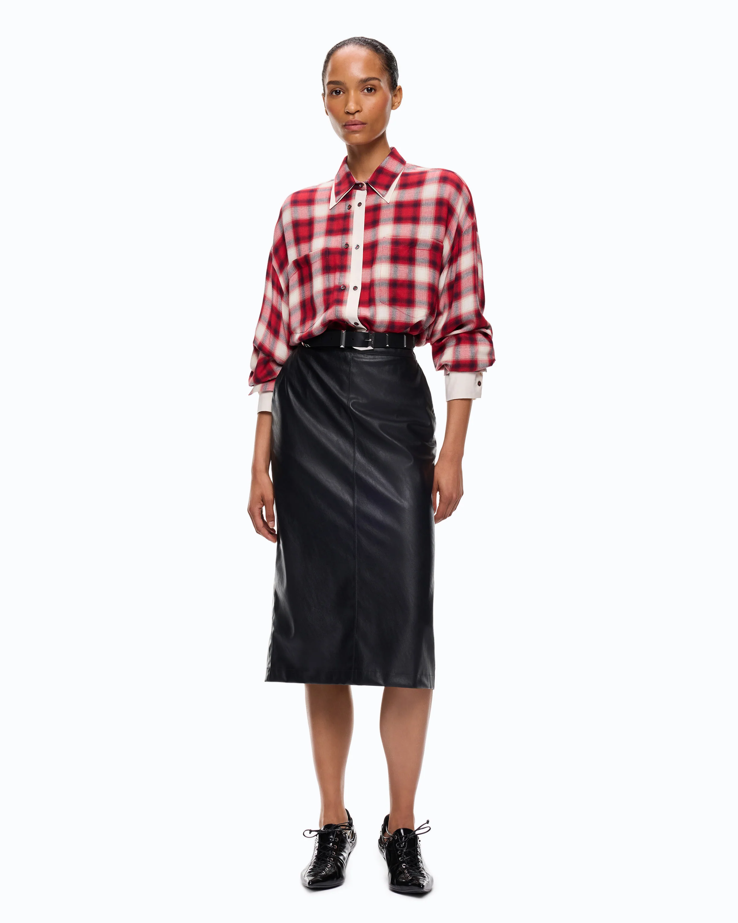 Nappa leather-effect pencil skirt