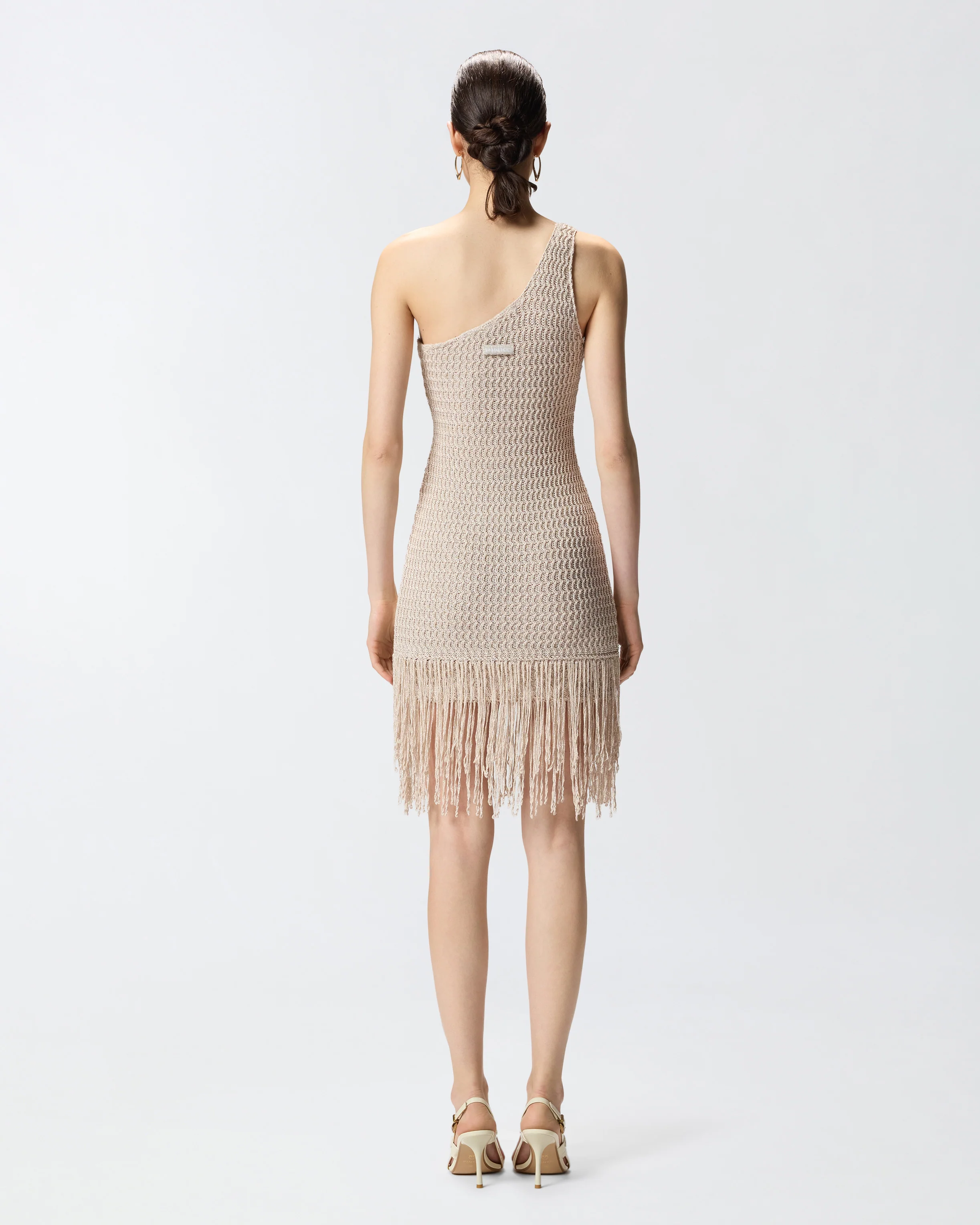 One-shoulder mini dress with fringing - Image 3