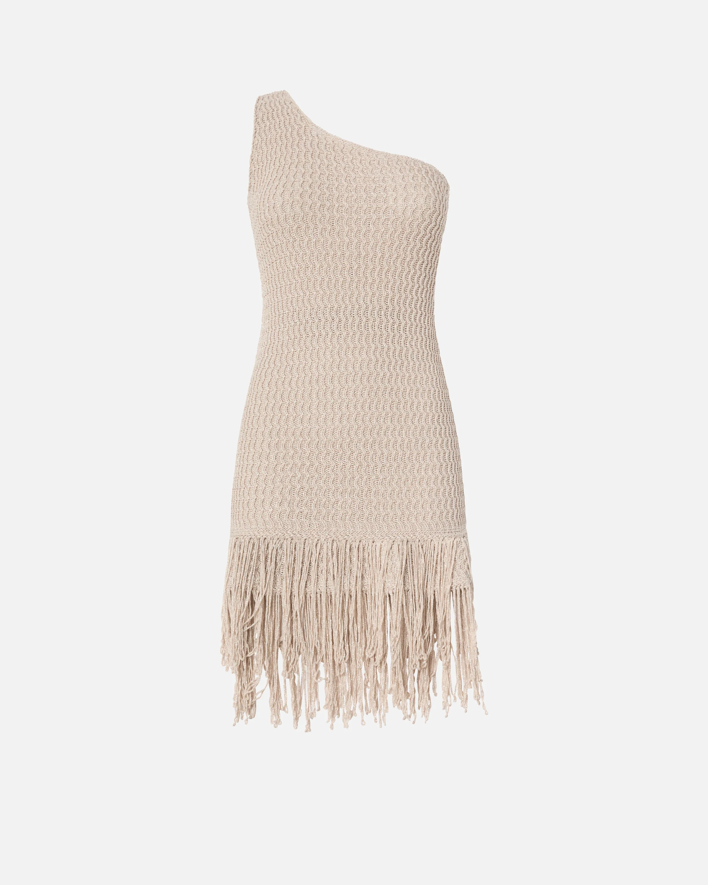 One-shoulder mini dress with fringing - Image 5